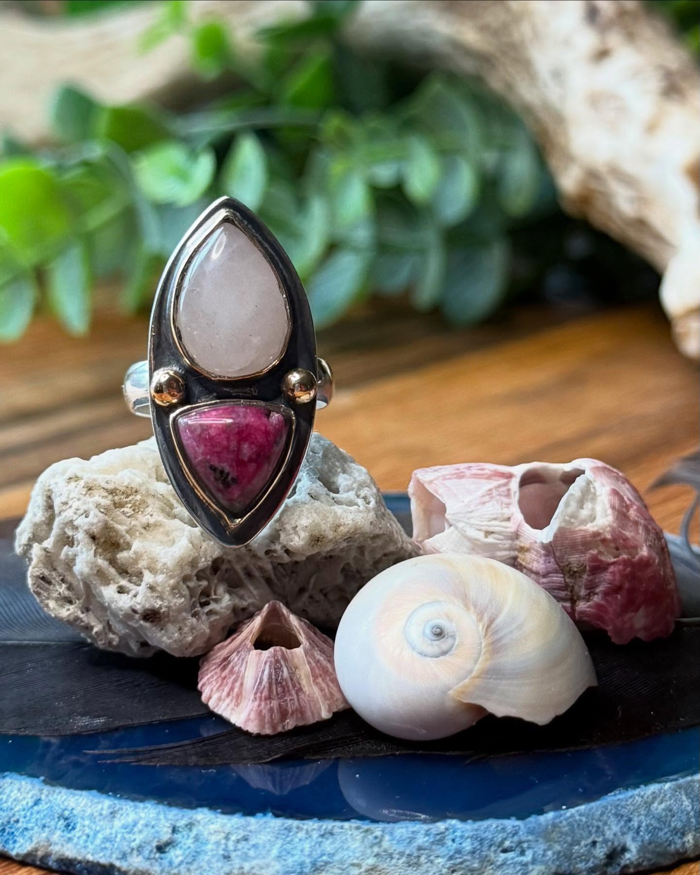 Moonstone & Rhodonite • Silver & Brass • Size 7.5
#metalsmith #handmade #silver #silverring #localartist #smallbusiness #jewelry