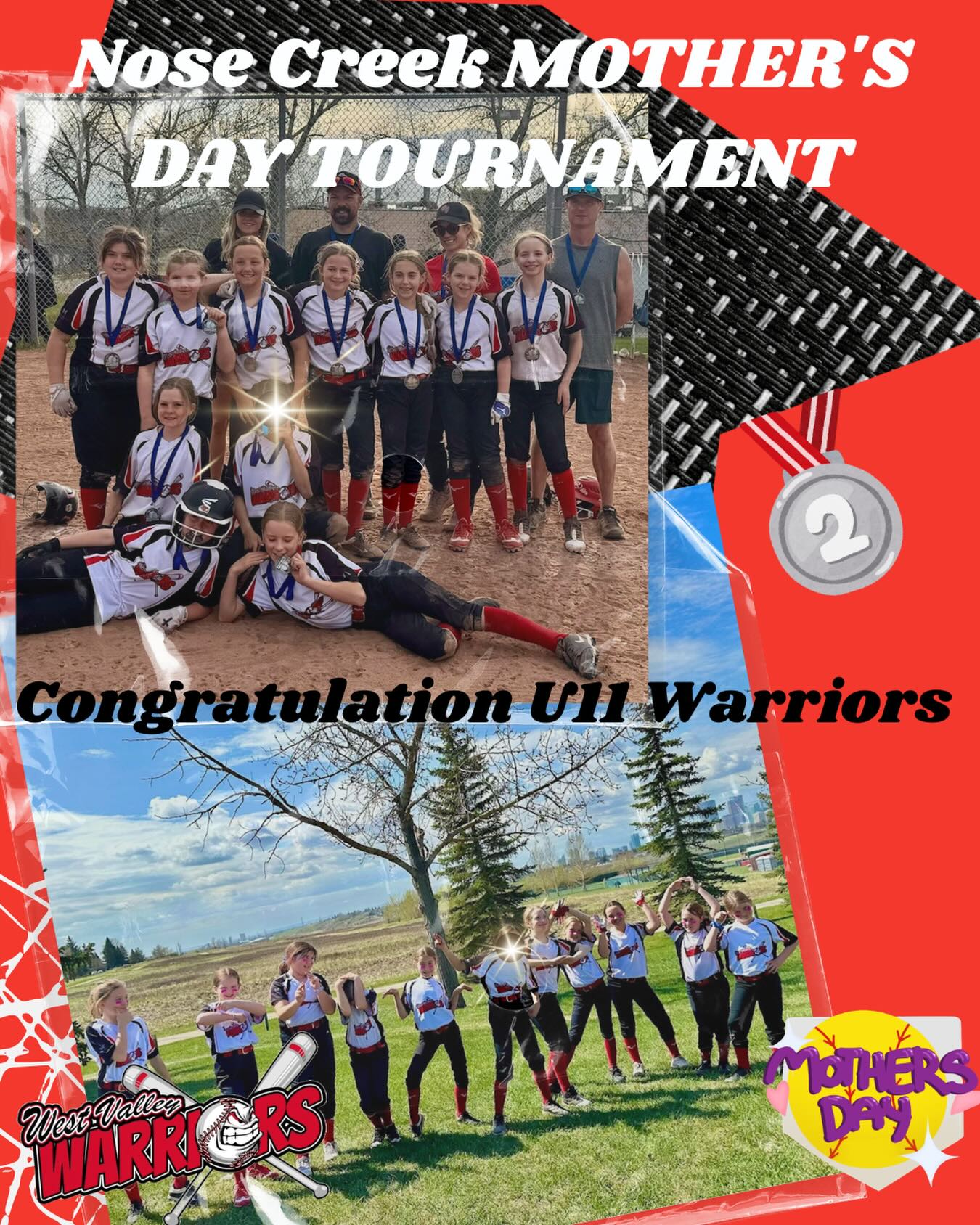 Congratulations to our U11 Warriors on bringing home silver at the Nose Creek Mother’s Day Tournament! 🥈💥
What better way to celebrate all our amazing softball moms than by spending the weekend showing hard work, dedication, and love for the game?
Great job to the entire team, coaches, and families for all the teamwork, effort, and determination displayed all weekend long. We’re so proud of you all!
Teams - keep sending us your tournament photos and updates throughout the season. We love celebrating and sharing the success of all our teams! Or tag @westvalleysoftballcgy to be reposted!