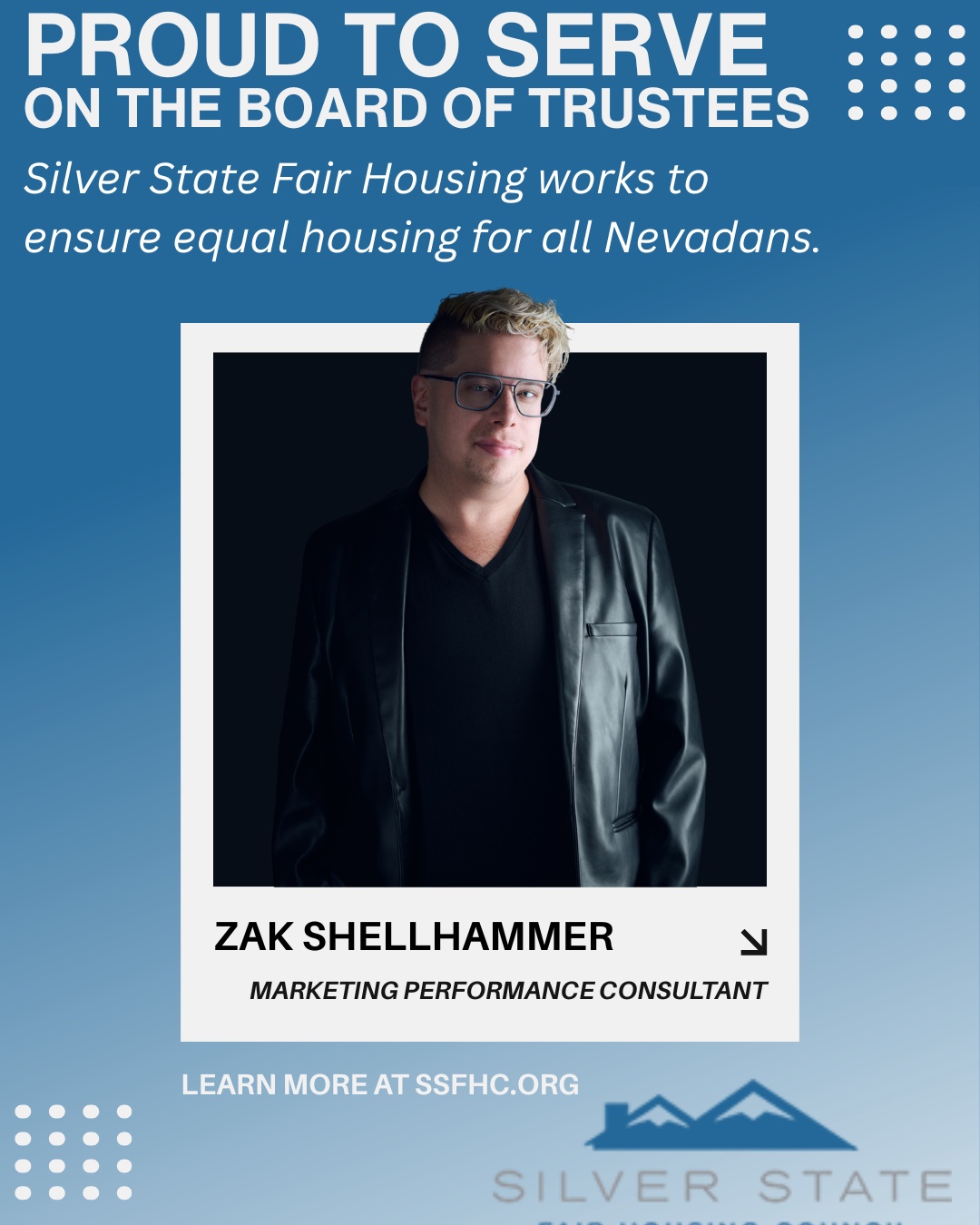 Proud to have joined the board of the Silver State Fair Housing Council! A great group of people advocating for equal housing for all Nevadans. Something you know I've always been very passionate about throughout my career adventures. I'm proud to stand behind an organization that has been fighting for that in Nevada since 1989. #FairHousing #EqualHousing #SilverState #ZakUnscripted