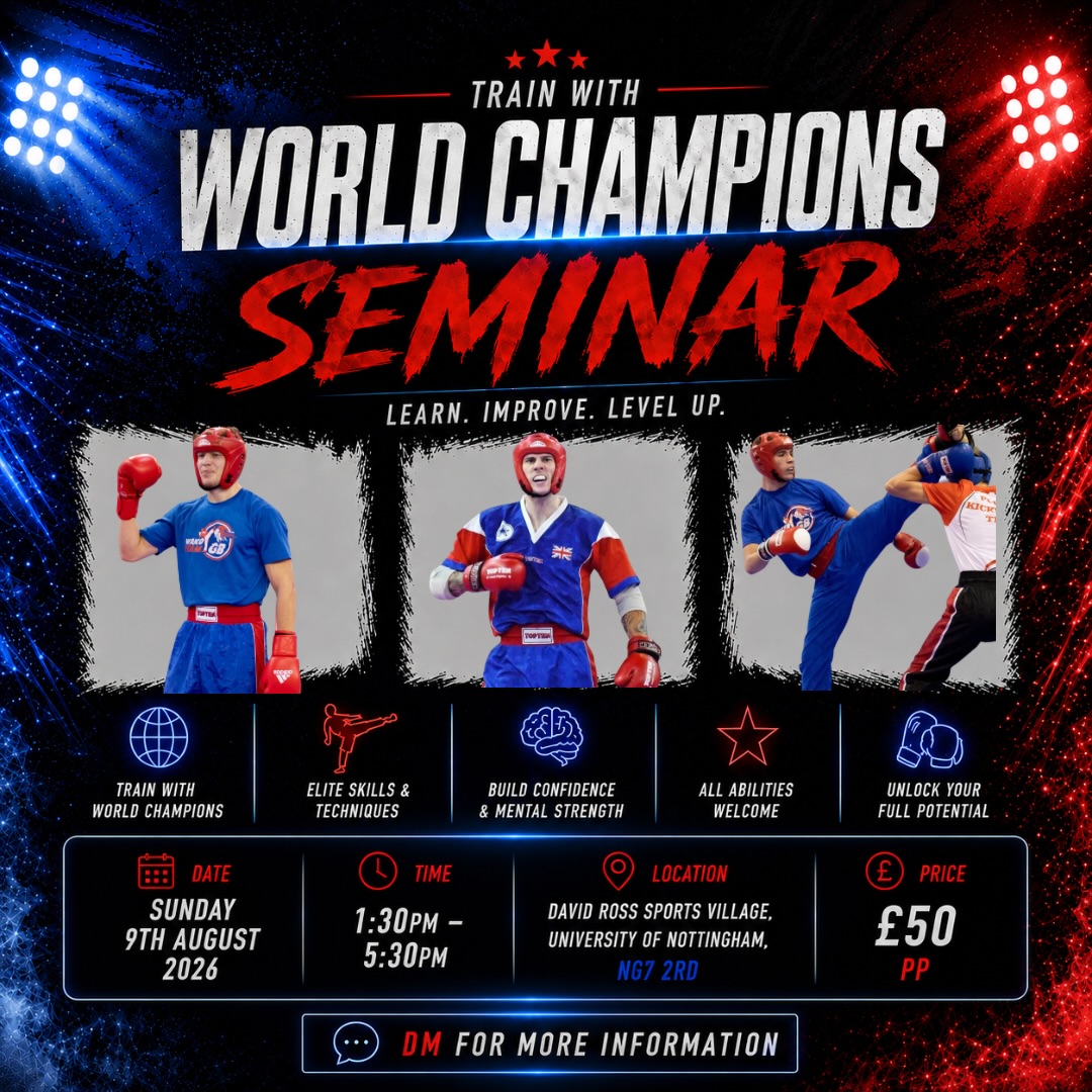 World Champion Seminar | Vol.3 🥊
Experience THE LEVEL. 4 hours of elite level training from three of GBs finest. Places are already flying out… this is not an opportunity to be missed 😮💨
📆 Sunday 9th August 2026
📍 David Ross Sports Village, NG7 2RD
🕰️ 13:30pm - 17:30pm
💷 £50 per person
DM us to book in and secure your place 💪
#kickboxing #martialarts #wako #pointfighting #lightcontact