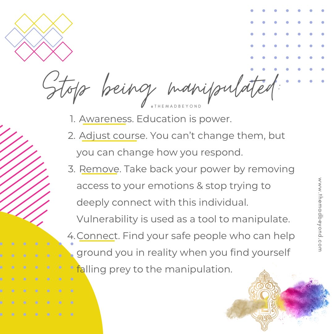 Breaking free of manipulation is extremely difficult and painful, BUT doable.
.
.
WANNA STAY M.A.D.?!👇
💻 ECOURSES: Get tools to help you heal from narcissistic family dynamics, lead with insight & level up your self-care (LINK IN BIO).
.
👚MERCH: Mugs, apparel (sizes S-3XL), & more (LINK IN BIO).
.
🗞 NEWSLETTER: Don’t miss the newsletter when it drops! Sign up for the The M.A.D. Beyond newsletter today to stay M.A.D. (LINK IN BIO).
.
🛋 THERAPY: @themadtherapy IA/IL/FL
.
🧠 Social media is not therapy. All posts on The M.A.D. Beyond’s social media accounts are for educational purposes only and are not a replacement or substitution for mental health services. Read the disclaimer to at TheMADBeyond.com to learn more.
.
.
#themadbeyond #themadtherapist #accountability #narcissim #healthyrelationship