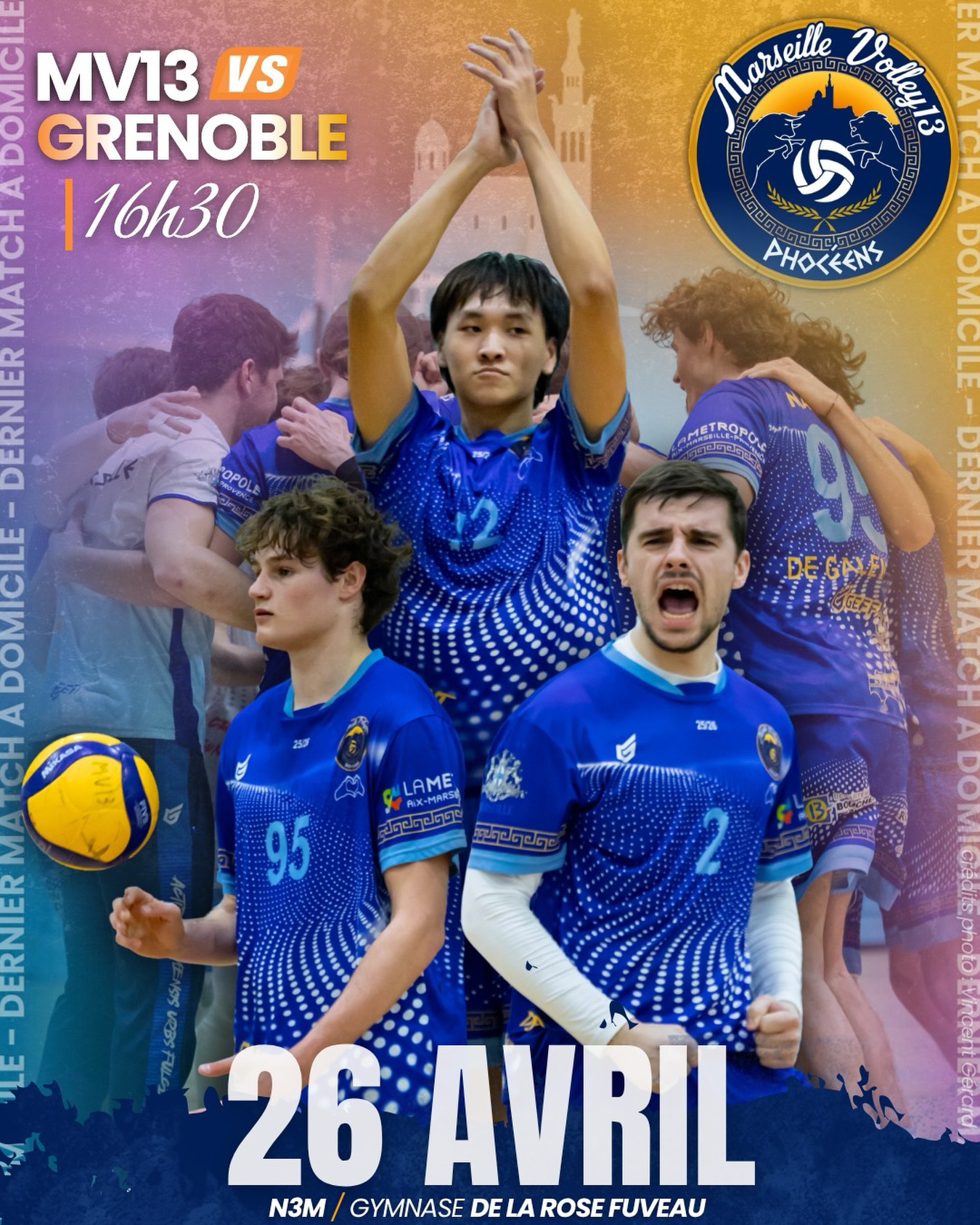 Dernier rendez-vous à domicile pour N3M🏐🔥
Ce dimanche 26 avril, nos joueurs reçoivent Grenoble pour le tout dernier match de la saison à la maison. On compte sur votre énergie et vos voix pour faire trembler le gymnase !🥁🚨
📍 Gymnase de la Rose Fuveau
🕓 Coup d’envoi à 16h30
⚔️ MV13 vs GRENOBLE
Venez nombreux pour soutenir l’équipe et finir en beauté ! Allez Marseille ! 🔵⚪️
#MarseilleVolley13 #MV13 #Volleyball #N3M #MatchDay MarseilleSport TousEnsemble
