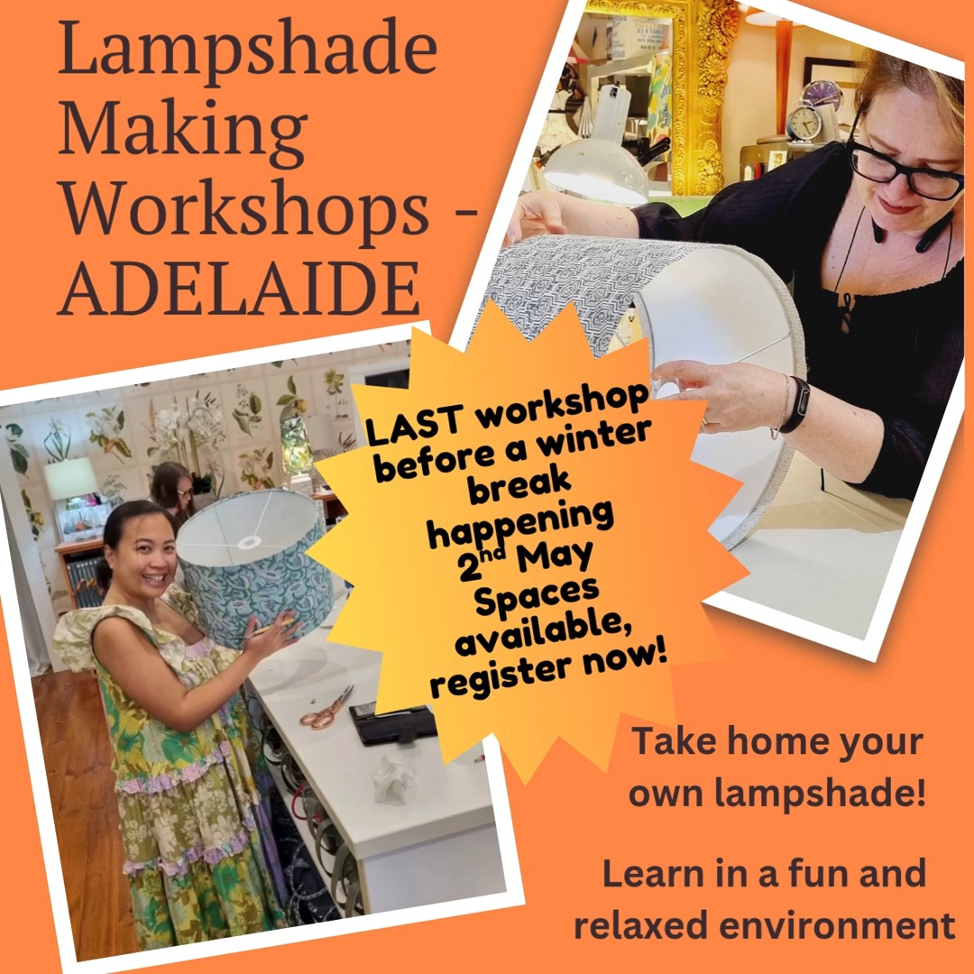 LAST Lampshade Making Workshop before a winter break. 2nd May a few spaces still available, see website for all the details on these great workshops!
www.amorelampshades.com/lampshade-making-workshops