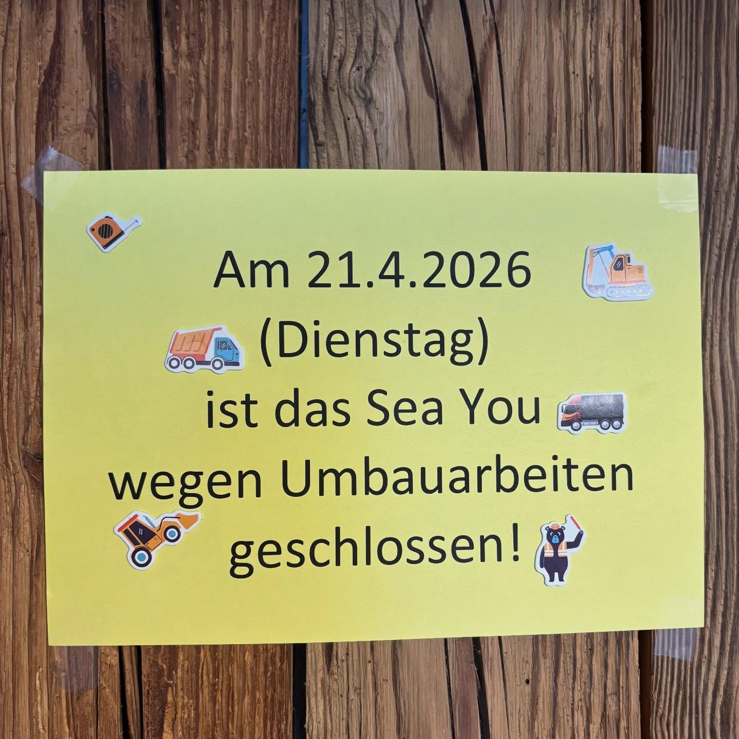 Liebe Sea You Fam!
Morgen, Dienstag, 21.04.2026, bleibt unsere Tür für einen einzigen Tag geschlossen!
…. Aber für einen guten Zweck :D Lasst euch überraschen was kommt! Ein kleiner Tipp: Wir bereiten uns auf den Sommer vor 😎☀️🧊
SEA YOU again on Wednesday! ♥️
#seayouintulln #seayou #coffee #breakfast
