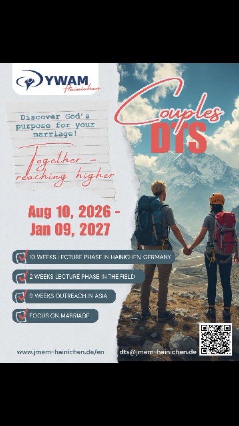 Want to see your marriage transformed? Join us for a 5-month adventure learning about God, yourself and your partner.
Link in bio.
#ywam #couplesdts #dts #mission