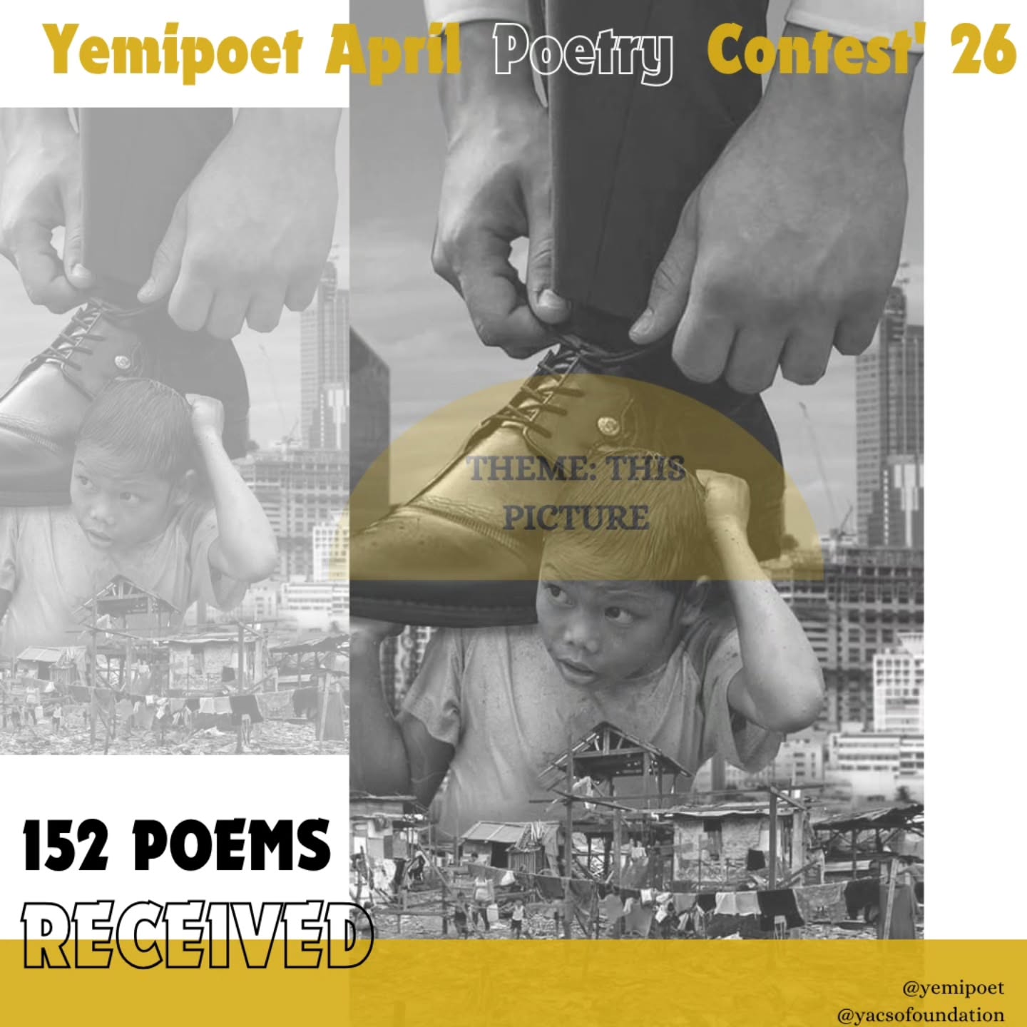 Thank you everyone, stay connected for the announcement of our top 30 poets next week.
#yemipoet #yacsofoundation #poetrycommuníty