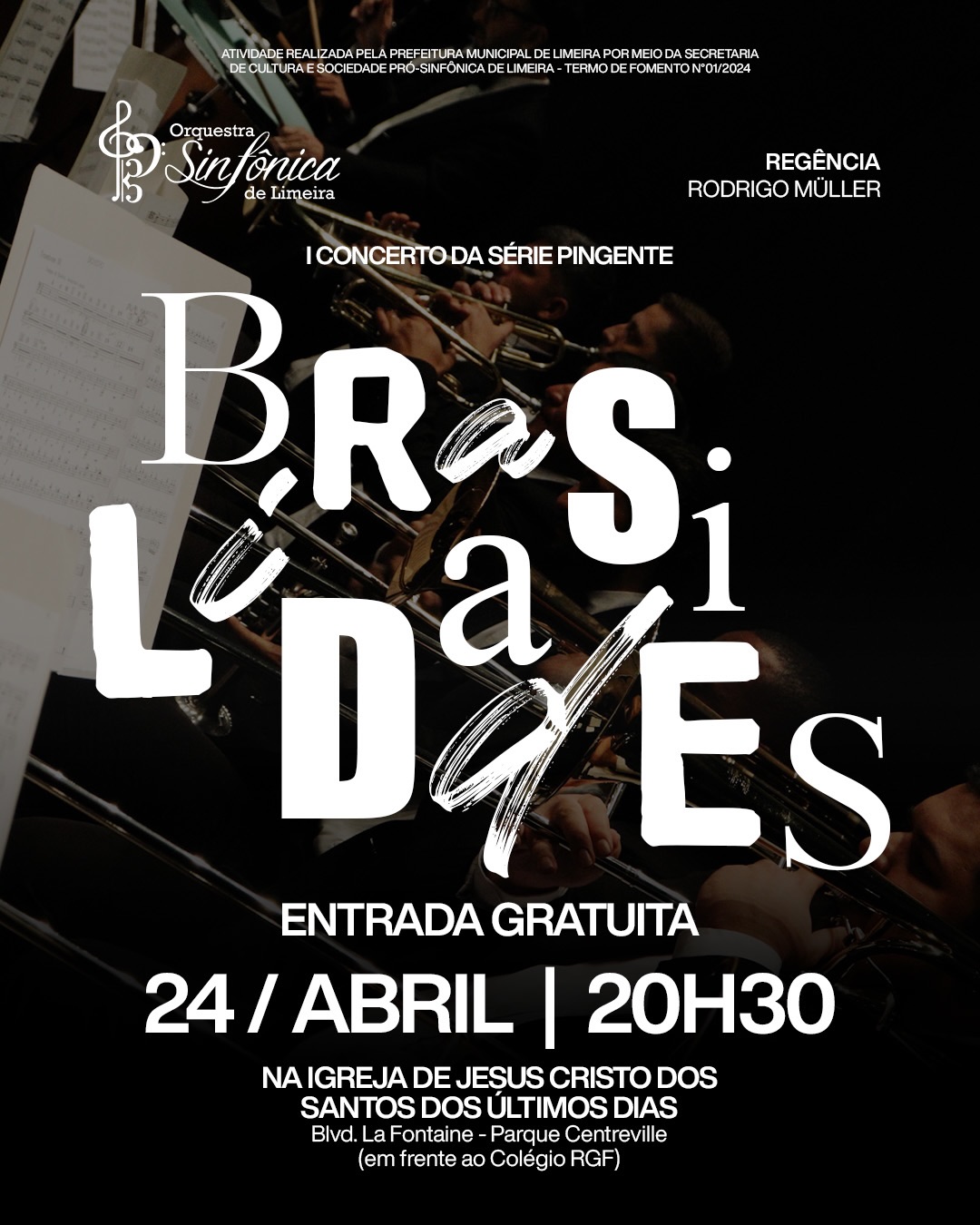 De forma especial e com grande entusiasmo, a OSLI dá início à sua Série Pingente em 2026, marcando este primeiro concerto como um momento significativo para a cultura brasileira.
O concerto propõe uma viagem pela construção simbólica do Brasil: seus territórios e sua diversidade, traduzidos em som por compositores que moldaram a identidade musical do país.
Composta em 1870 para a ópera O Guarani, de Carlos Gomes, a abertura tornou-se uma das obras mais emblemáticas do repertório sinfônico brasileiro. Escrita no auge do romantismo, combina virtuosismo e dramatismo, evocando o imaginário indígena do século XIX e marcando a consolidação da tradição sinfônica nacional.
A Sinfonia da Alvorada (ou Sinfonia de Brasília), de Tom Jobim, com texto de Vinicius de Moraes, foi encomendada em 1959 por JK para celebrar a construção da nova capital. O trecho “A Chegada dos Candangos” retrata musicalmente a vinda dos trabalhadores de todo o país, simbolizando esperança e modernidade.
Na Suíte Nordestina, o Maestro Duda, referência da música para bandas sinfônicas, traduz em linguagem orquestral ritmos e sonoridades do Nordeste. Em Gonzaguiana, Cyro Pereira homenageia Luiz Gonzaga ao transformar temas do baião em uma escrita sinfônica que preserva o ritmo, o calor e a poesia do universo sertanejo.
Da floresta mítica de “O Guarani” ao trem que corta o interior, do sertão nordestino à Brasília modernista, este concerto de abertura da Temporada 2026 propõe uma travessia musical pelo Brasil: suas origens, seus caminhos, criatividade viva e suas reinvenções.
A OSLI convida o público a celebrar, em som e imaginação, a potência criativa de um país que transforma diversidade em identidade.
O evento acontece no dia 24 de abril, às 20h30, na Igreja de Jesus Cristo dos Santos dos Últimos Dias, Blvd La Fontaine - Parque Centreville, com entrada franca.
O concerto é uma realização da Sociedade Pró-Sinfônica de Limeira (SPSL), Prefeitura Municipal de Limeira, através da Secretaria Municipal de Cultura com Patrocínio Ouro da Tate&Lyle, Patrocínio Prata da Unimed Limeira e apoio cultural de Artisan du Gelée, Picture, Peixinho e Hotel Zahara.