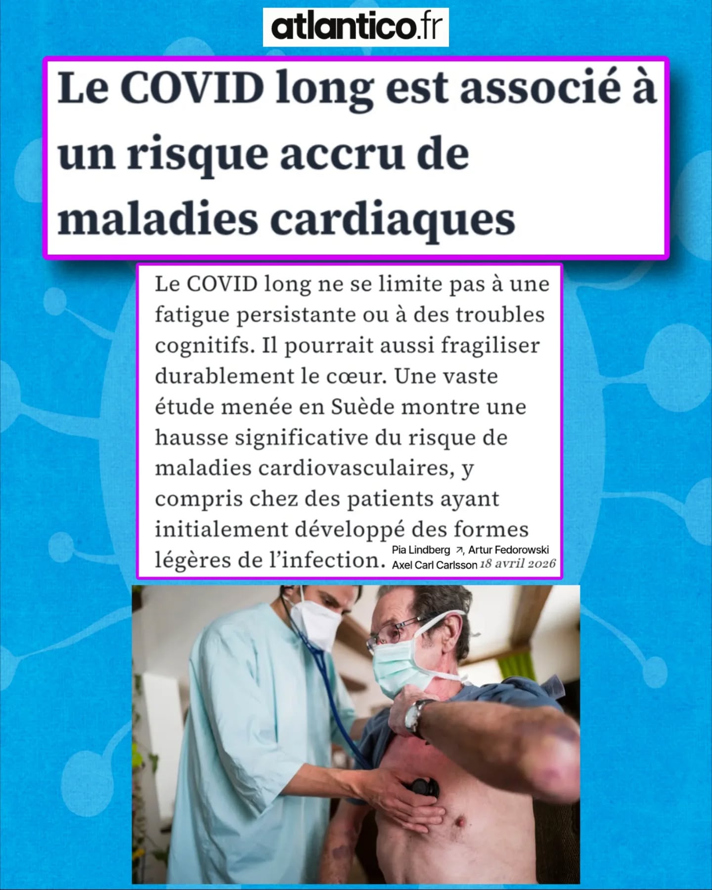 đŻđŻđŻ
« Face à l'augmentation constante du nombre de personnes atteintes de COVID long, il sera essentiel de comprendre ses conséquences sanitaires plus larges, non seulement pour chaque patient, mais aussi pour les systÚmes de santé dans leur ensemble. »
#Apresj20 #CovidLong @sante_gouv @stephanie.rist
https://atlantico.fr/article/decryptage/le-covid-long-est-associe-a-un-risque-accru-de-maladies-cardiaques-sante-science-vaccin-virus-pandemie-sars-cov2