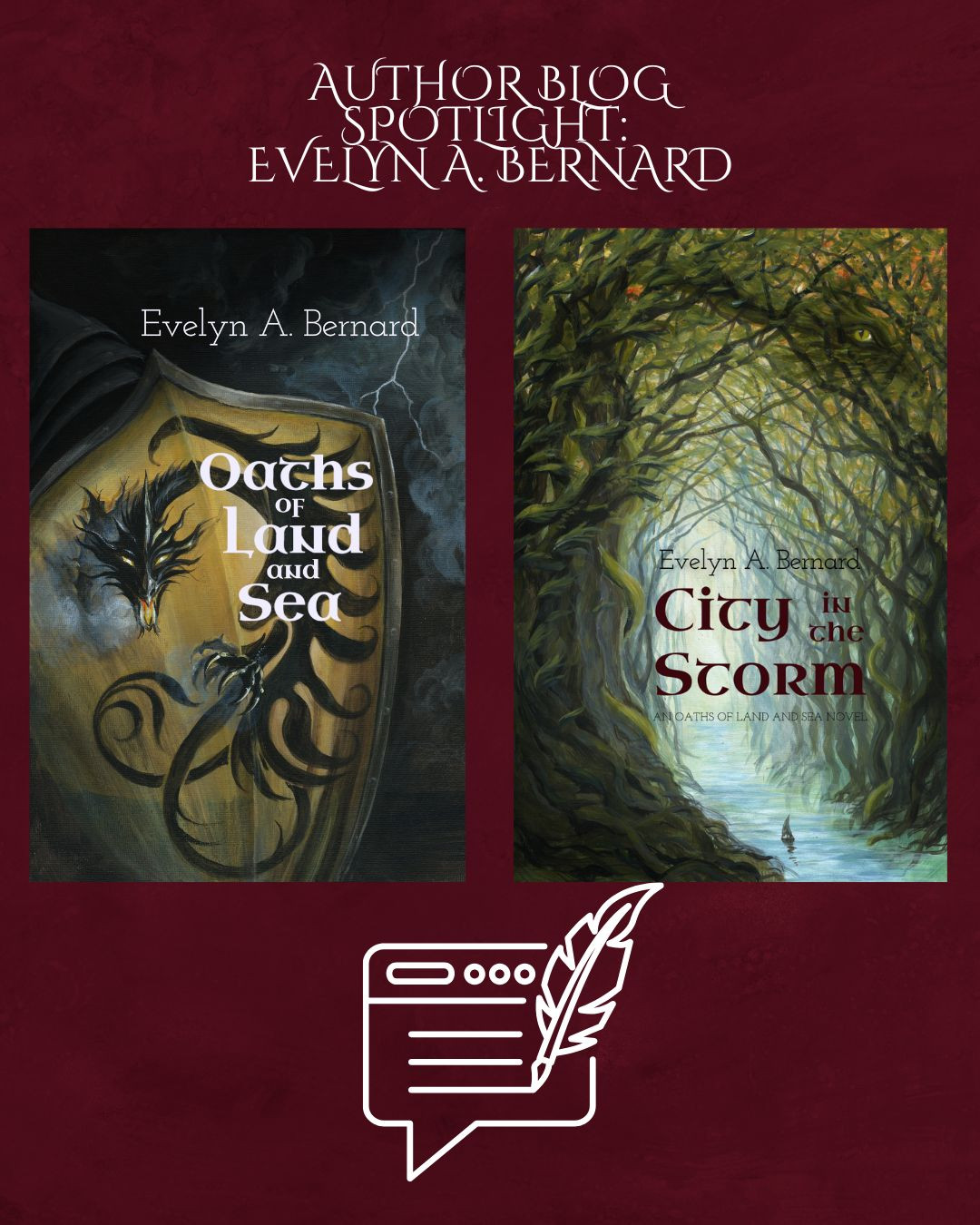Author Blog Spotlight: Evelyn A. Bernard @oathsoflandandsea
i'm finally getting back to my blog after neglecting it for way too long! Firstly, i'm kicking off a series of author blog spotlights because i like giving back to the community. On the blog today we have Author Evelyn A. Bernard! Her books look fabulous. You can read about them, follow Evelyn and grab the books here: https://www.llhunterbooks.com/blog