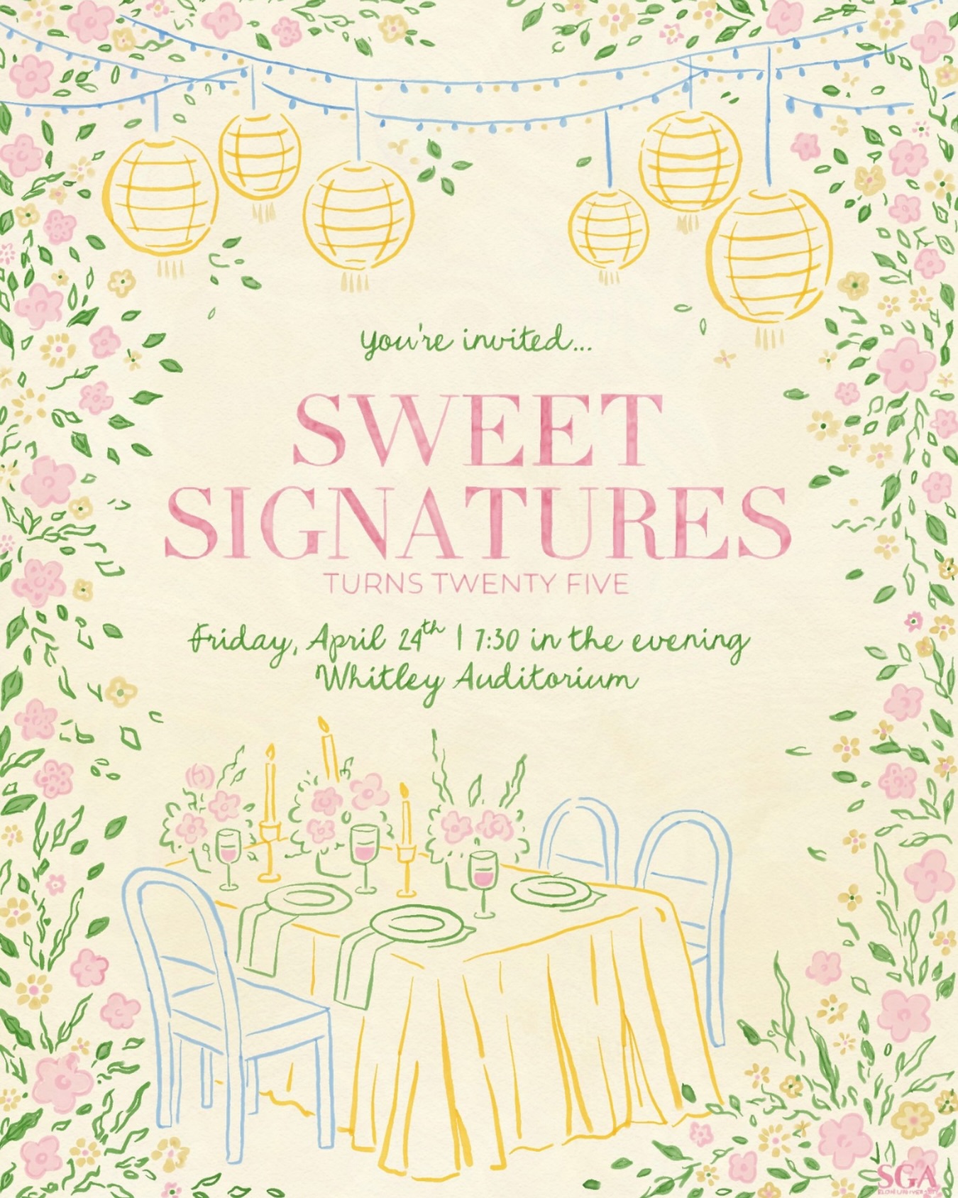 You’re invited….
We’re turning 25 on Friday and want you all to join in the celebration at our spring concert!! You can get your tickets all week in Moseley from 10 to 4, free for all students. Shoutout to our alumni with whom we can’t wait to share this special moment together in person.💐🤍
Plus, enjoy a special surprise from us after the concert at midnight… it’s sure to be the icing on the cake.🎂