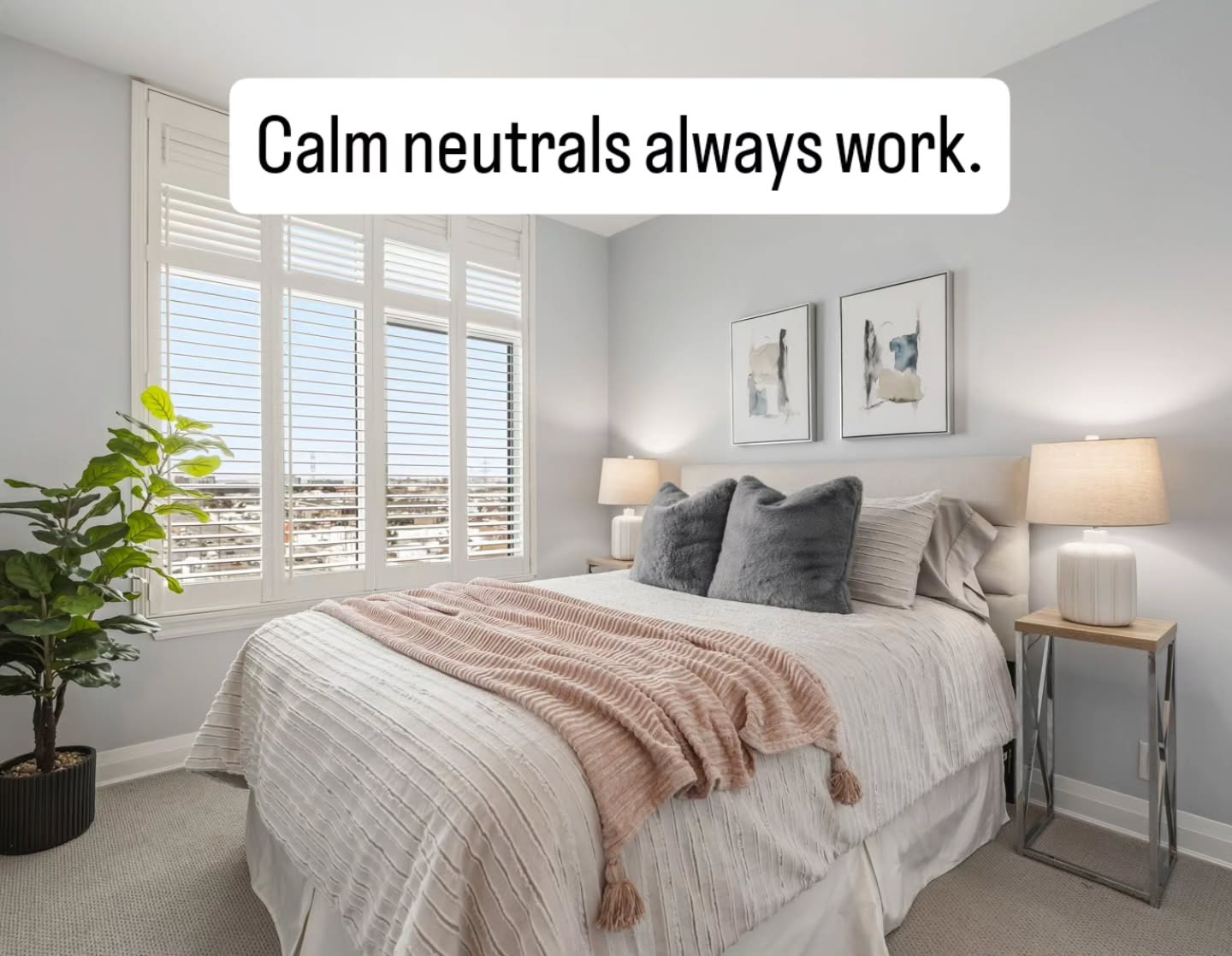 Staged and sold! #bedroomdecor #calmingneutrals #stagingworks #vaughanrealestate #condowithaview
