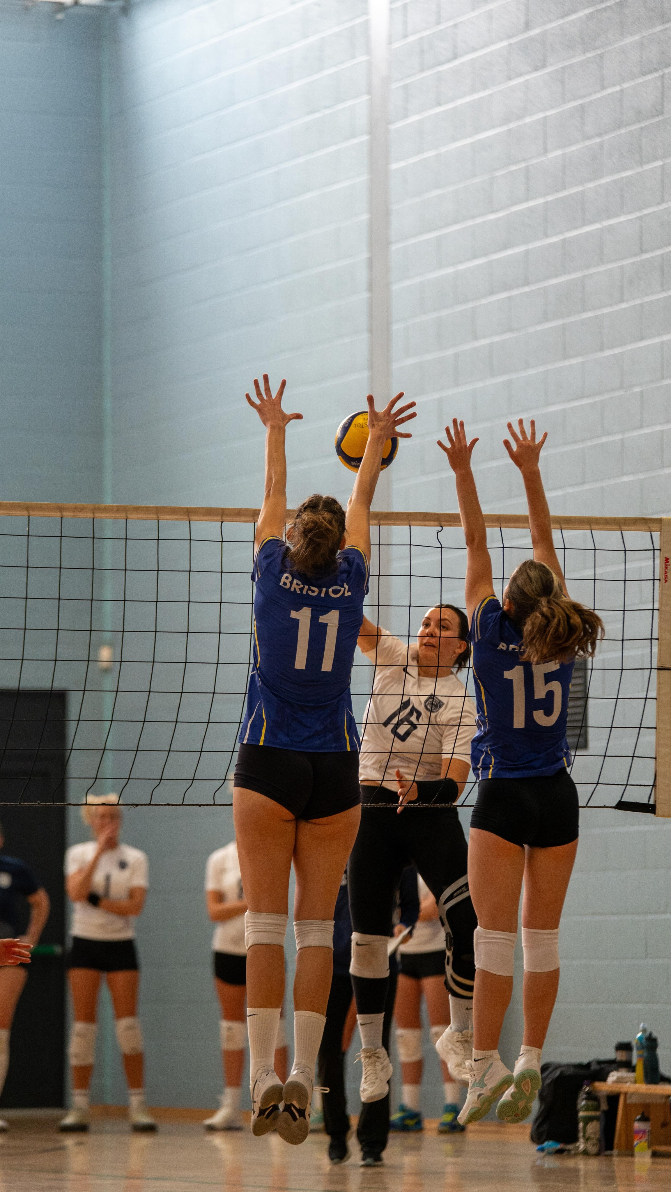 Big block at the net - built on pure team effort 💛💙
.
.
.
#WeAreBVC #BristolVolleyballClub #VolleyballEngland #BVCL1 #BristolSports