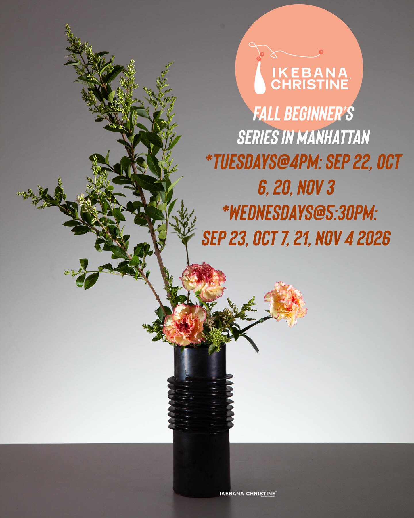 The Spring beginner’s series is fully booked.
Sign up for my Fall beginner’s series in Manhattan.
2026 Fall beginner ‘s series :
*Tuesdays@4pm: Sep22, Oct 6, 20 and Nov 3 2026
*Wednesdays@5:30pm: Sep23, Oct 7, 21 and Nov 4 2026
http://www.ikebanachristine.com/
•
•
•
#ikebanachristine
#ikebanastudio
#manhattanikebanaclass
#ikebanaclass
#ikebanalesson #ikebananewyork
#sogetsu草月流いけばな #ikebanasogetsu
#sogetsu
#ikebana
#ikebanaflowers
#sogetsu
#sogetsustudio
#ikebanastudio
#ikebanastagram #sogetsuschool #sogetsuikebana