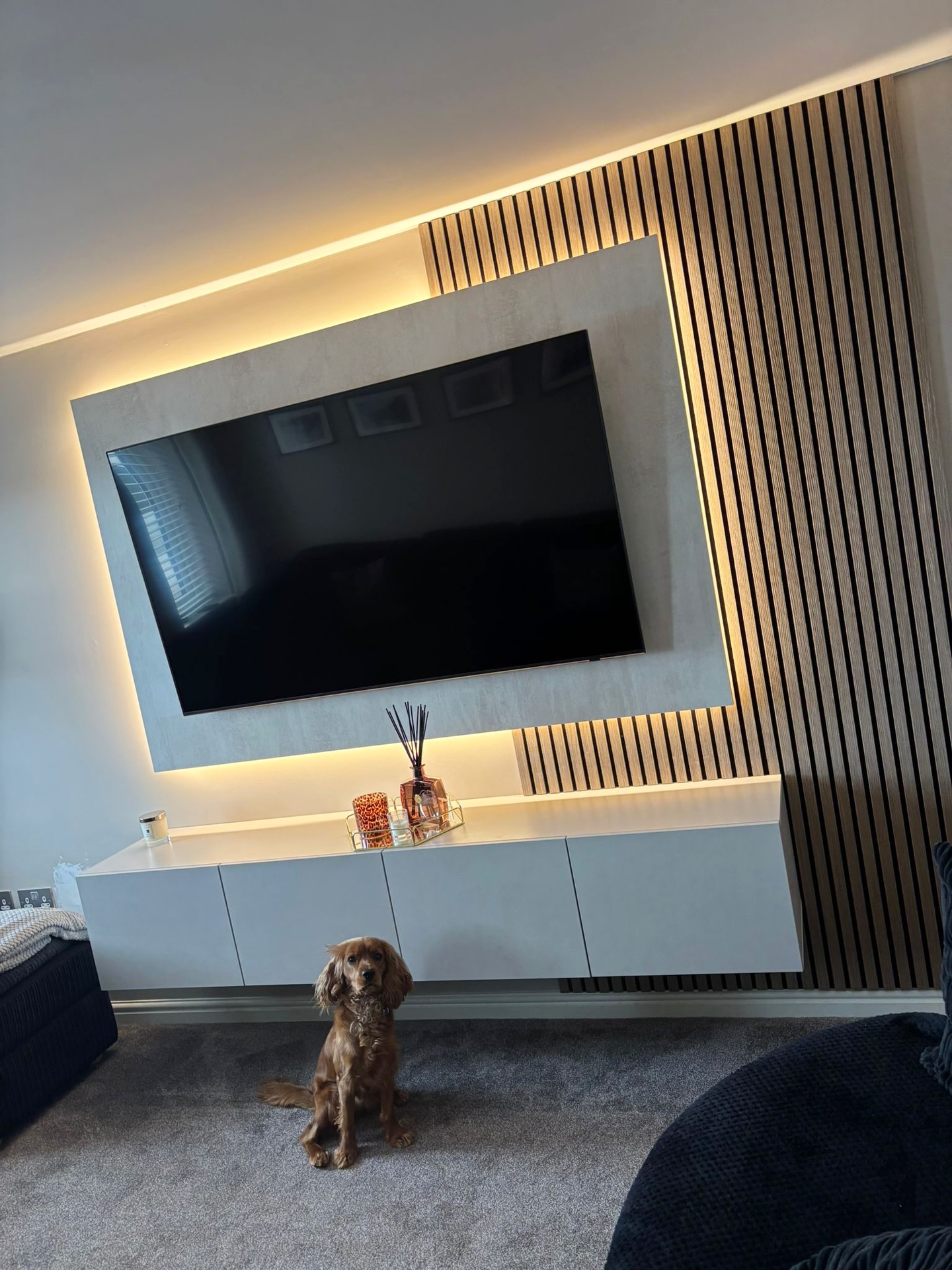 ✨ Another stunning media wall completed by RSM Home in Cheshire ✨
This bespoke installation features sleek floating storage, warm ambient LED lighting, premium slatted wall panelling, and a modern statement TV surround — designed to completely transform the room into a stylish focal point.
We create made-to-measure media walls tailored to your space, whether you want a clean minimalist look or a luxury feature wall packed with storage and lighting.
Credit to Wes as always at @eagles_electrics_ltd for making it shine ✨
📍 Based in Nantwich – covering Crewe, Sandbach, Cheshire & surrounding areas.
📩 Message us now for a free design quote and let’s transform your living space.
#MediaWallNantwich #MediaWallCrewe #CheshireInteriors #NantwichHomes #RSMHome