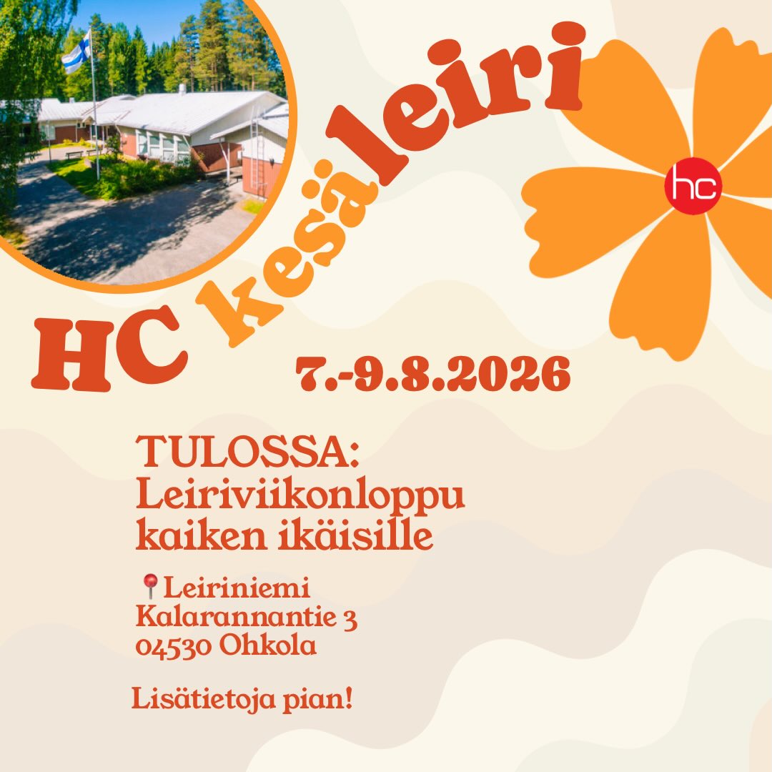 Odotettu leiriviikonloppu toteutuu Leiriniemessä elokuussa - merkkaa jo kalenteriin! Leiri on suunnattu kaiken ikäisille, ja viikonlopun aikana on yhteisen ohjelman lisäksi omaa toimintaa mm. nuorille ja lapsille. Tarkemmat tiedot tulossa lähiaikoina.