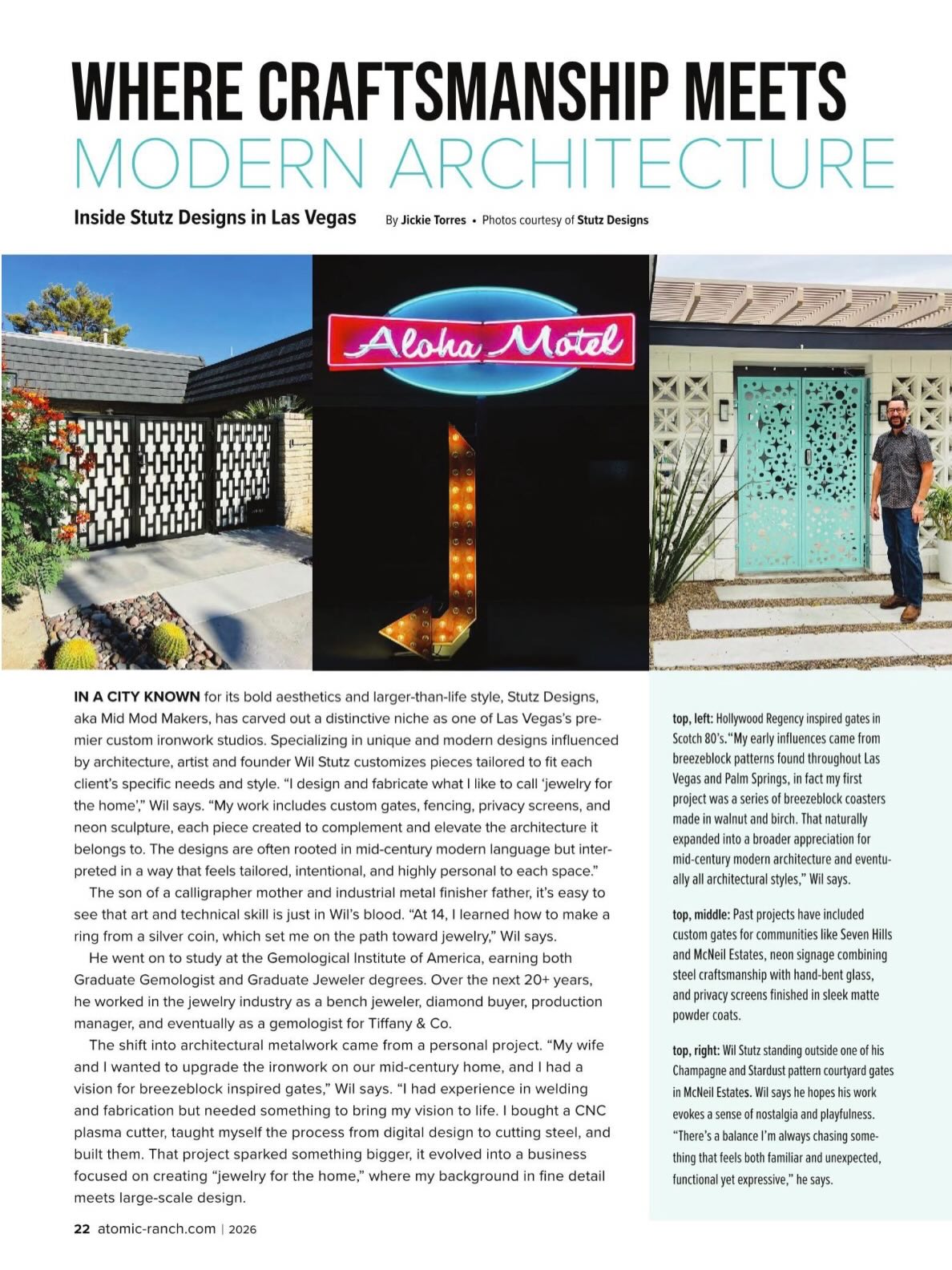 Feeling incredibly grateful to be featured in Atomic Ranch among such an inspiring group of world class mid century artists. Article Link in bio.