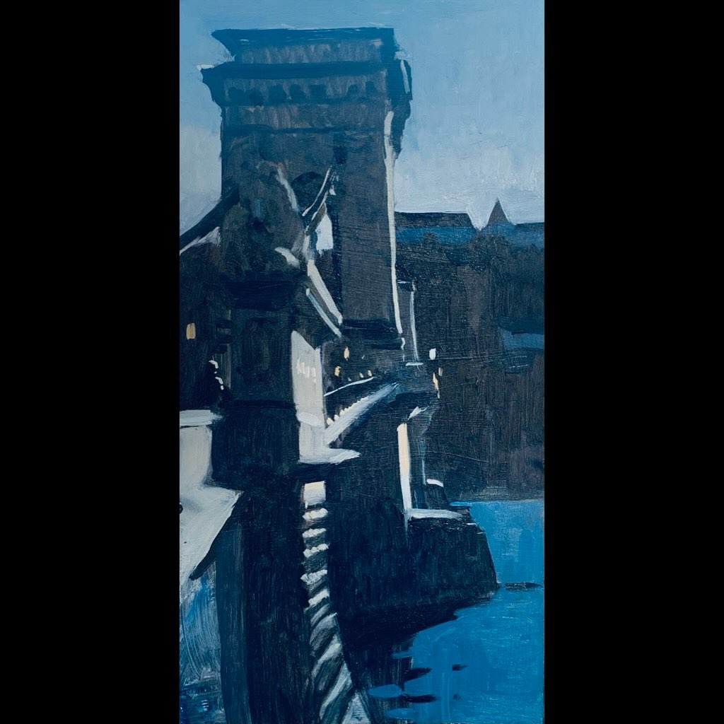 Chain bridge over the blue Danube, Budapest