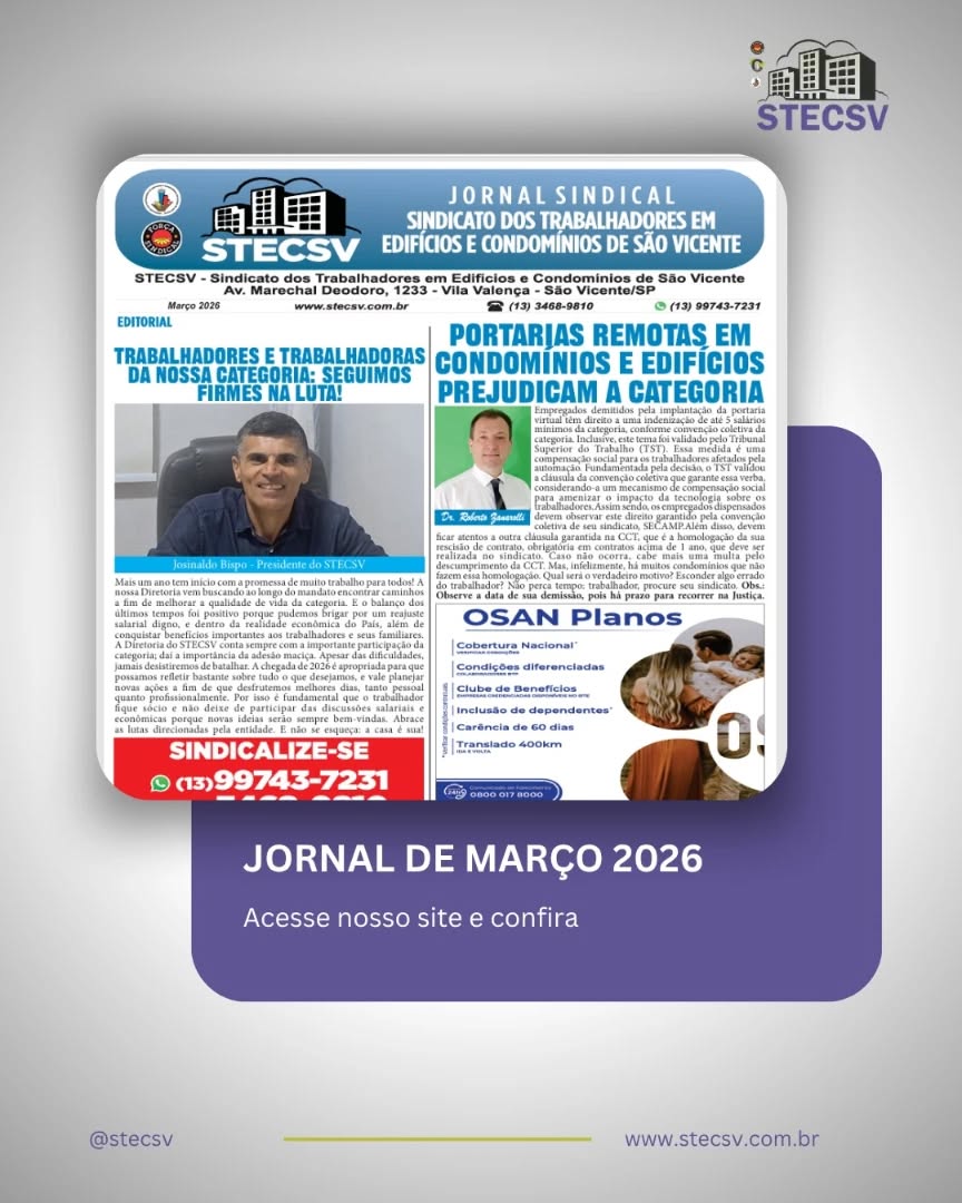 Acesse nosso site e confira nosso Jornal de Março 2026
#stecsv