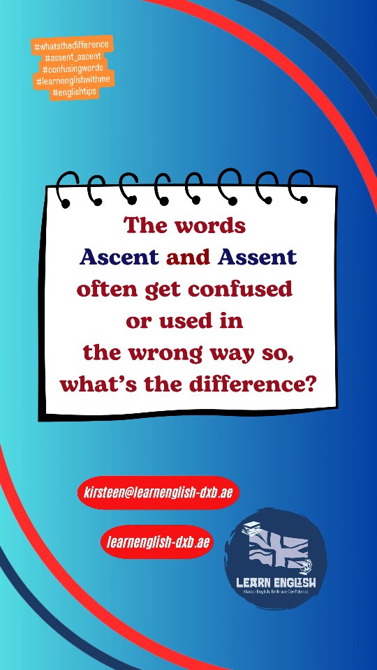 #whatsthedifference⁉️🤷🏻♀️ Between the words
#assent_ascent ? Check out these
#confusingwords #learnenglish_easily
#englishtips
