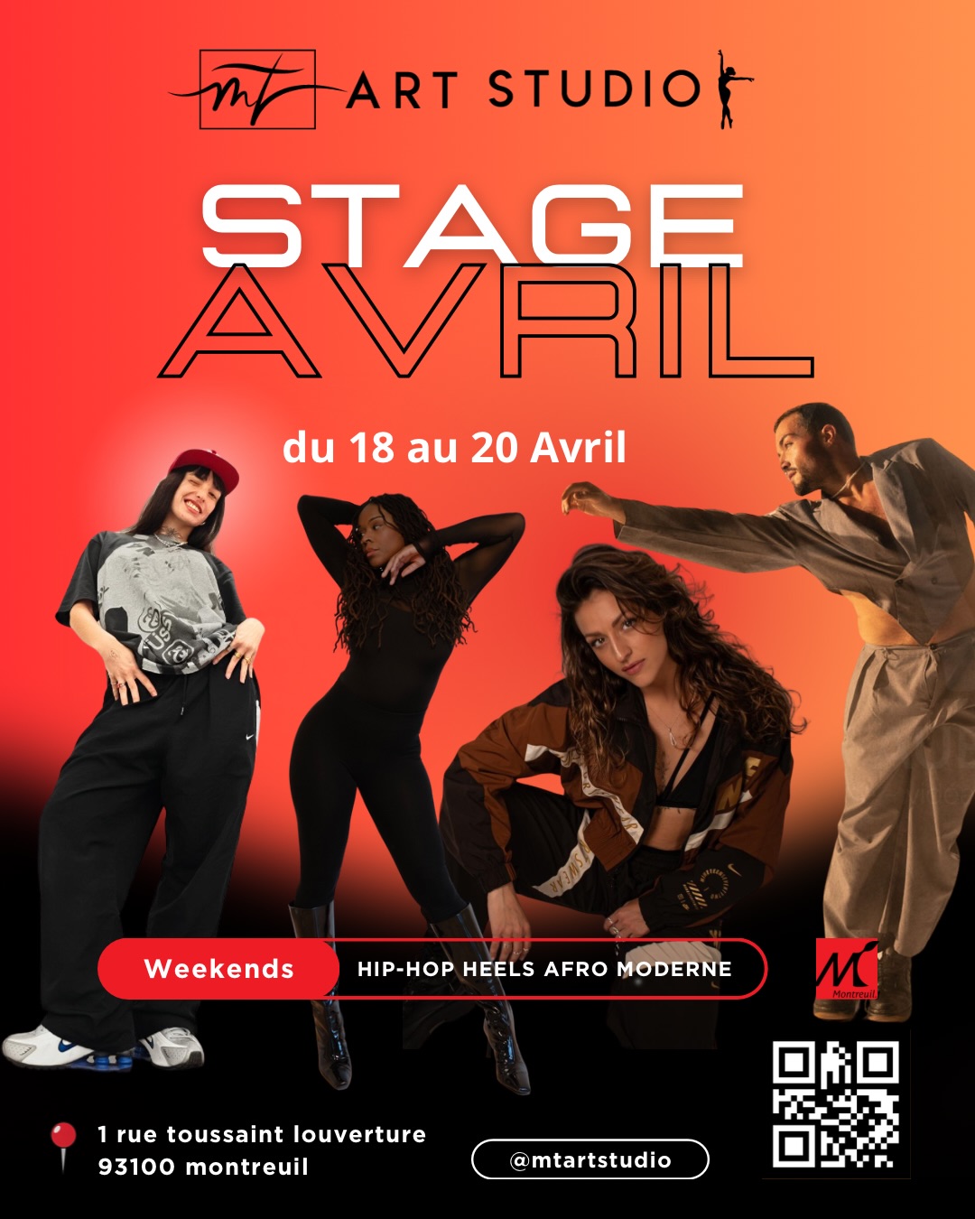 ⚠️ DERNIÈRES PLACES – STAGES CE WEEK-END ⚠️
Les workshops arrivent au MT Art Studio 🔥
Et certaines sessions commencent déjà à se remplir…
Du 18 au 20 avril :
📅 Samedi
Hip-Hop Commercial – 16h00 à 17h30
📅 Dimanche
Modern – 14h00 à 15h30
Heels – 16h00 à 17h30
📅 Lundi
Afro Hybrid – 19h30 à 21h00
👉 Swipe pour découvrir les profs en vidéo
Si tu hésitais… c’est maintenant.
Après ce week-end, c’est terminé.
📍 Montreuil
💻 Réservation sur le site internet (lien en bio)
Ne rate pas ça
#workshop #mtartstudio #danse #stageprintemps #montreuil