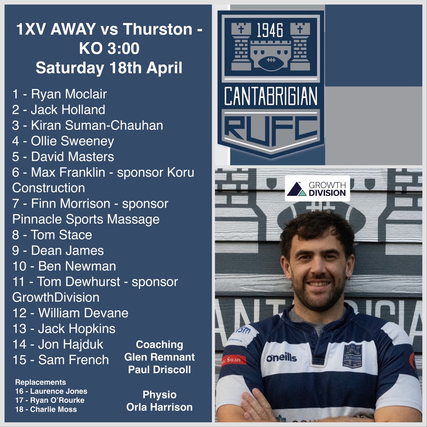 💥1XV SQUAD ANNOUNCEMENT💥
Our 1XV will be playing AWAY @thurstonrangers tomorrow! Kick off 3pm!
Good luck lads!
📸 @bwsportsphotography
#rugby #cantabs #cantabsrugby #socialrugbyincambridge #cambridge