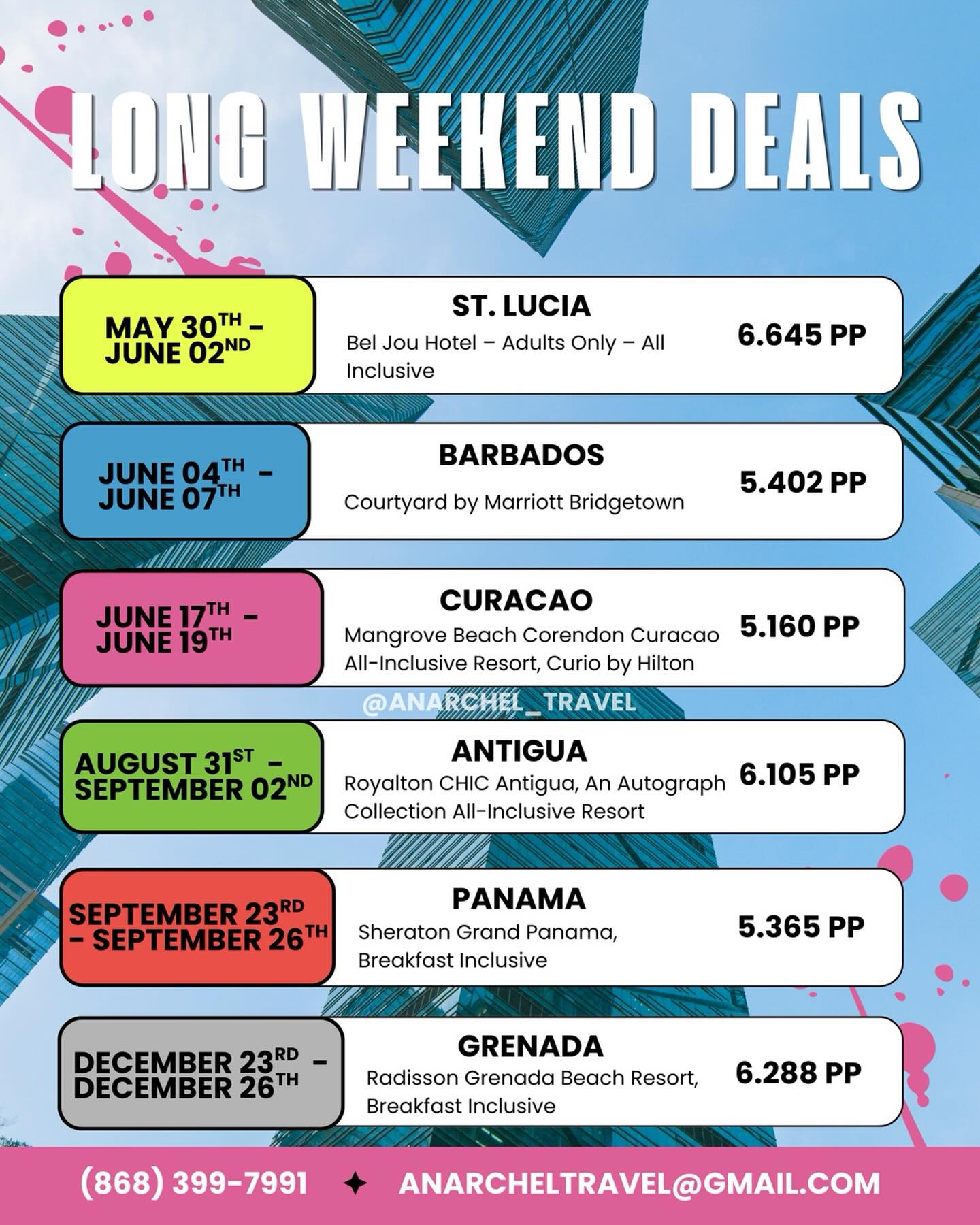 The long weekends are calling… and staying home is NOT an option 😌✈️
Check out these irresistible long weekend packages because your out-of-office reply deserves to be somewhere with a view🏝️
#anarcheltravel #travelplanner #longweekend #trinitiktok #caribbeanvacation