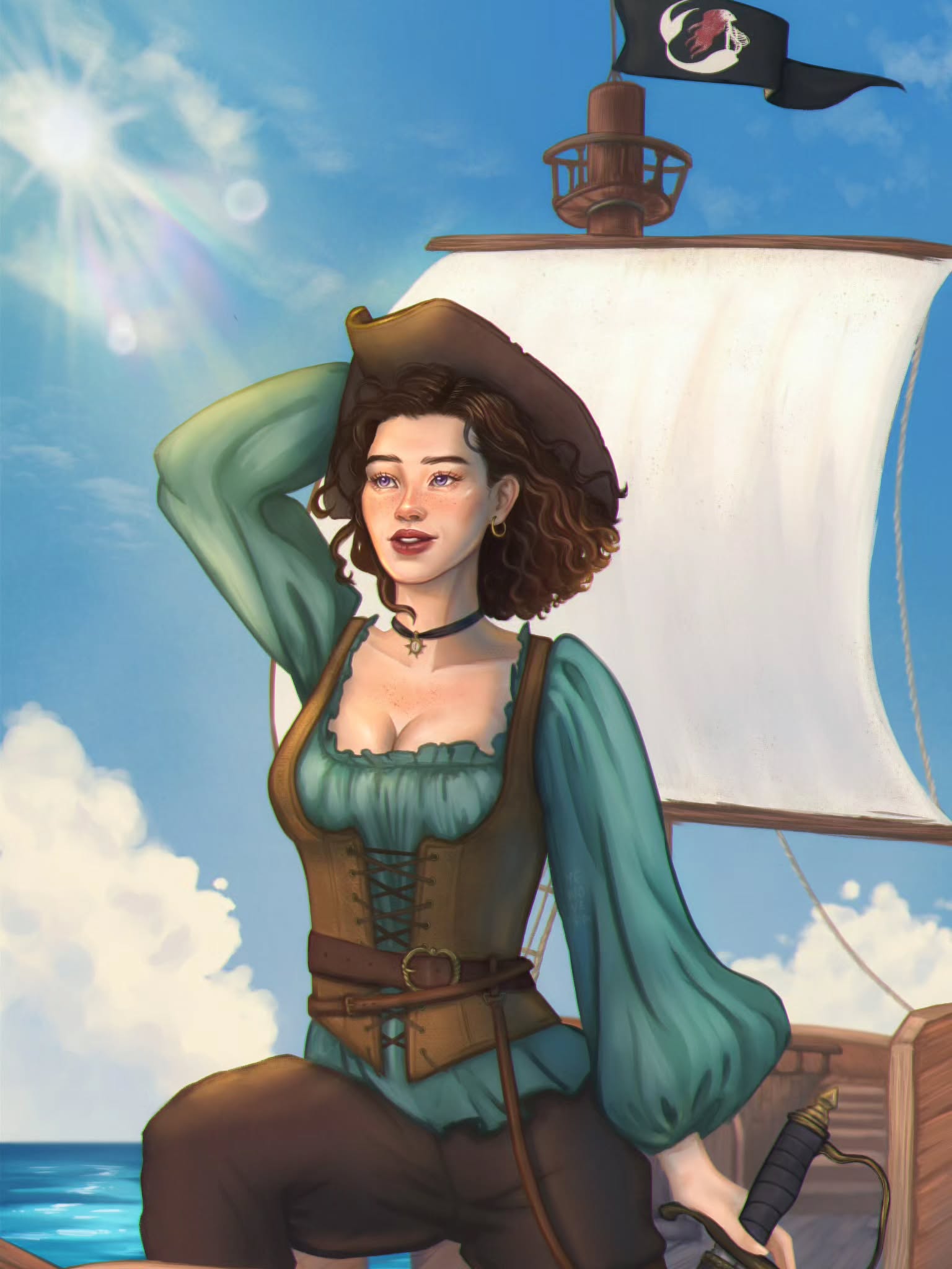 The newsletter is out, so I can finally, OFFICIALLY, share this โจ๏ธDROPโจ๏ธDEADโจ๏ธGORGEOUSโจ๏ธ depiction of our beloved seafaring riding that high of searching out her next prey on the Merrow. The wind in her hair and the brilliant sun on her face.
I genuinely don't know how @yenovefa.art managed to make the sunlight sparkle like that or capture the wild adventure in Sidโs eyes, but fuuuuuuuck, it astounds me.
Artists are truly awe-inspiring.
โ ๏ธ๐ก๐
If you like romantasy with:
Found family
Badass FMC
Second-chance romance
Celtic folklore
Revenge
Spicy reunions
Stick around ๐ I've got a story for you!