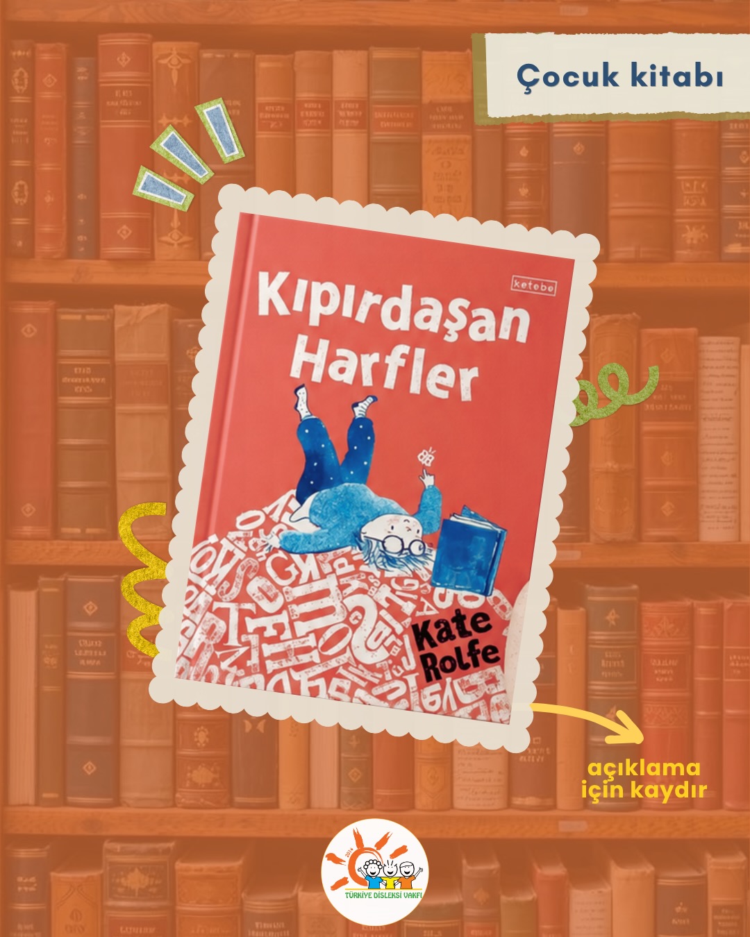 📚 TÜDİV’den çocuklara ve ailelere sıcak bir kitap önerisi:
Kıpırdaşan Harfler, disleksi deneyiminden ilham alarak; harflerle kurulan bazen karmaşık ama bir o kadar yaratıcı ilişkiyi sevgiyle anlatıyor.
Bu hikâye, çocuklara “farklı öğrenmenin” bir eksiklik olmadığını hissettirirken; hayal gücünün, yaratıcılığın ve kendi yolunu bulabilmenin gücünü hatırlatıyor.
#dyslexia #dyslexiaawareness #disleksi #learningdisabilities #nöroçeşitlilik