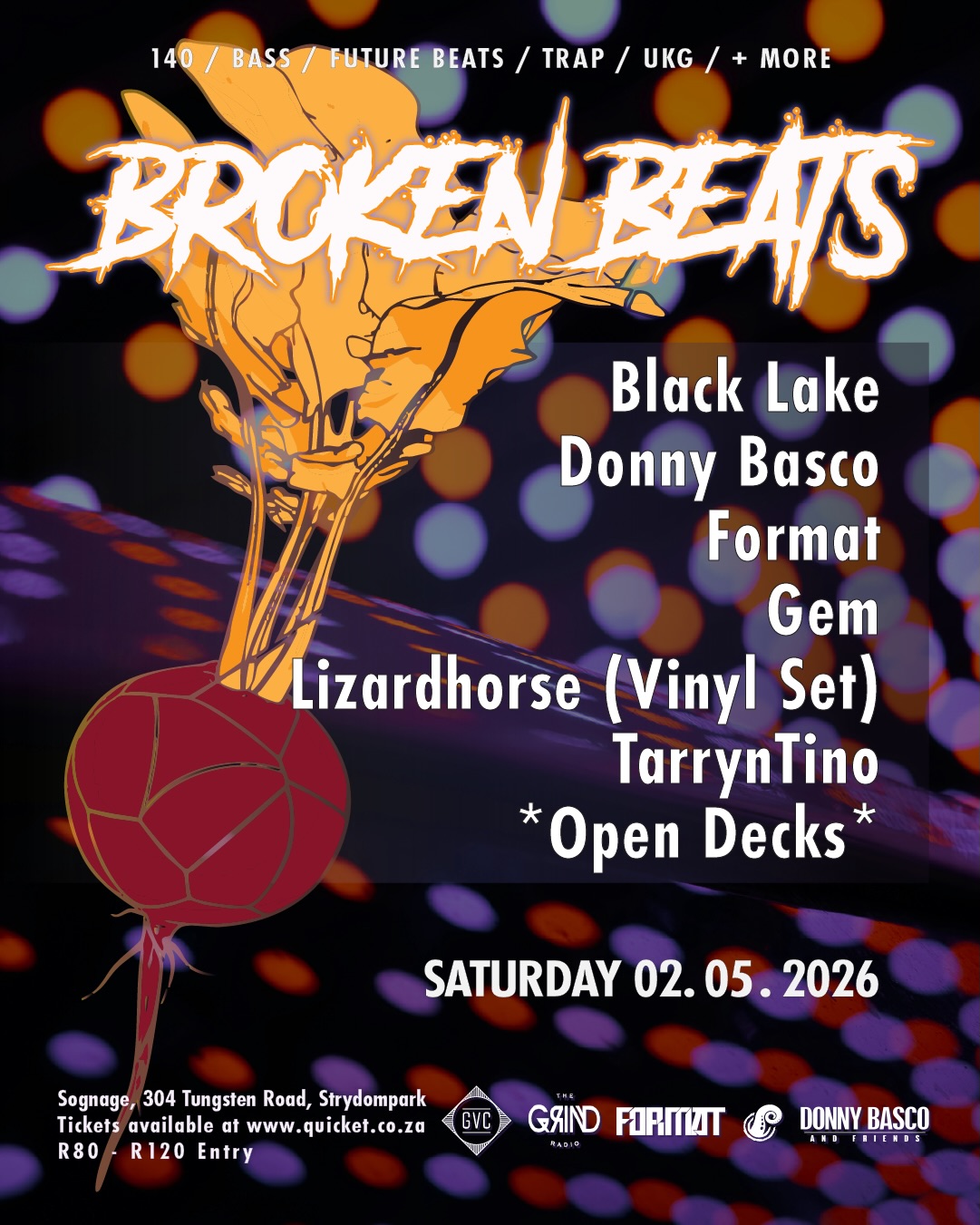 @brokenbeatsza is back for their May edition at Sognage!
Alongside their usual fantastic residents, they’ve enlisted the help of some real heavy hitting artists!
The @goodvibescartel_sa and @donnybascoandfriends crews do the most, and we’re always so stoked to have them host raves at Sognage!
Get involved!
Link in bio 🐙🐙🐙