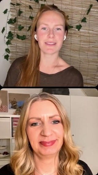 Jessica & ich auf dem virtuellen Sofa im gemütlichen Talk rund ums Thema Tierkommunikation 🐾✨ Hör mal rein 🫂