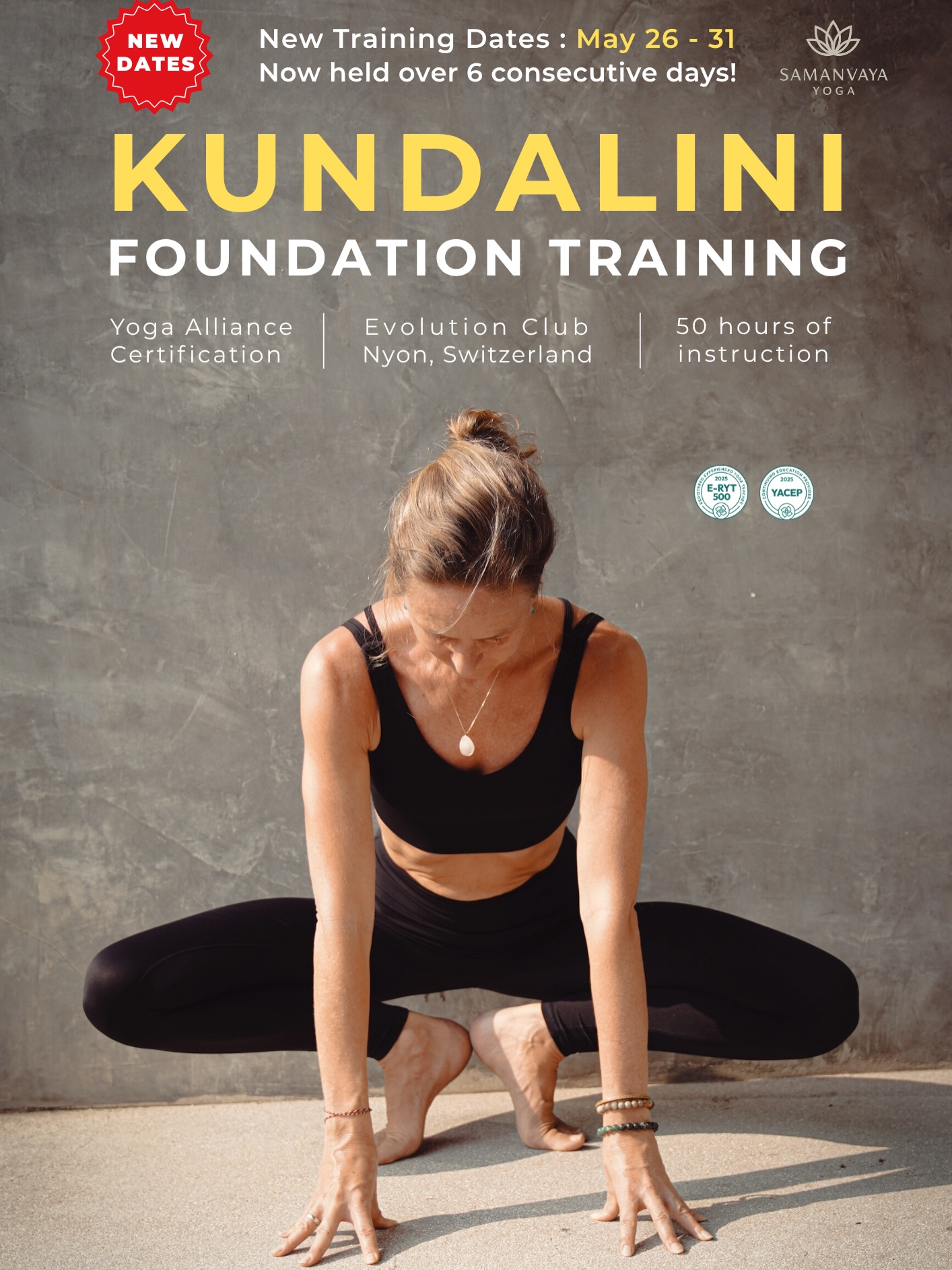 Join us @evolutionclub.dmk in Nyon, Switzerland for a 6-day in-person Kundalini Foundations Training.
This 50-hour Yoga Alliance Continuing Education (YACEP) program offers a clear, accessible, and non-dogmatic approach to Kundalini Yoga, grounded in classical philosophy and embodied practice.
Over 6 days, we will move, breathe, study, question, practice, and integrate… cultivating tools that support both personal practice and also to guide others.
Open to dedicated practitioners, teachers, and curious seekers.
We’ll explore:
• Breath and pranayama
• Energetic anatomy
• Kriyas and postures
• Drishti, mudra and bandha
• Mantra, naad, and meditation
• Creating a personal sadhana
• Clear, embodied, and grounded sharing
📍 Evolution Club Nyon, Switzerland
🗓 6 consecutive days: May 26-31, 26
🎓 50h Yoga Alliance Certification
Small group · In person · Heart-led
If you feel the call, you are warmly invited, link in bio 👆
📩 Questions & registration: cynthia@samanvayayoga.com
Very much looking forward welcoming you there 🙏
Photos @jana_capek_photography
#KundaliniYoga #YogaTeacherTraining #YACEP #YogaSwitzerland #SamanvayaYoga