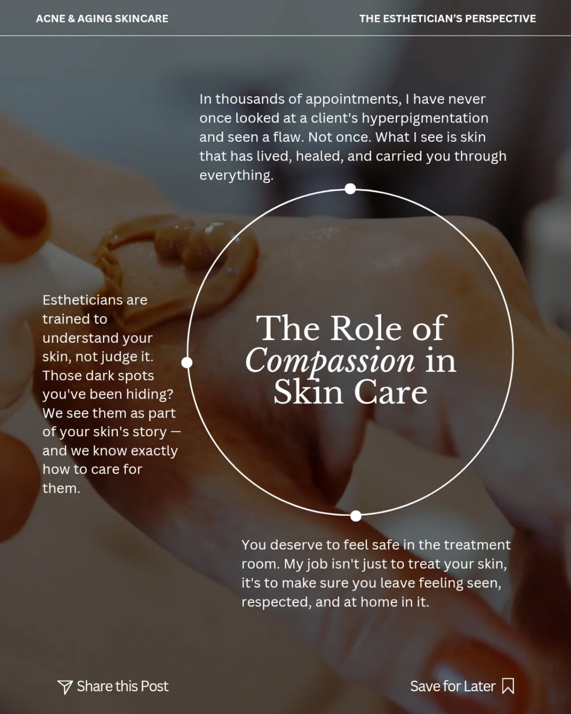 Your hyperpigmentation is not a mistake your skin made. β¨
Sun spots, post-acne marks, melasma, uneven tone: these are your skin's way of recording everything it's been through. Healing. Hormones. Years of sunshine. Life.
And while we absolutely have treatments that can help fade and balance your skin, you never have to feel embarrassed walking through the door first.
A good esthetician doesn't see what's "wrong" with your skin. They see what your skin needs and they meet it with care, not criticism.
Your skin has a story. It's allowed to show. π
π¬ Drop a β€οΈ if you've ever felt self-conscious about dark spots or uneven skin tone, this one's for you.
π Santa Cruz-based professional skincare treatments helping my clients fall back in love with their skin. Visit the link in my bio to book your appointment.