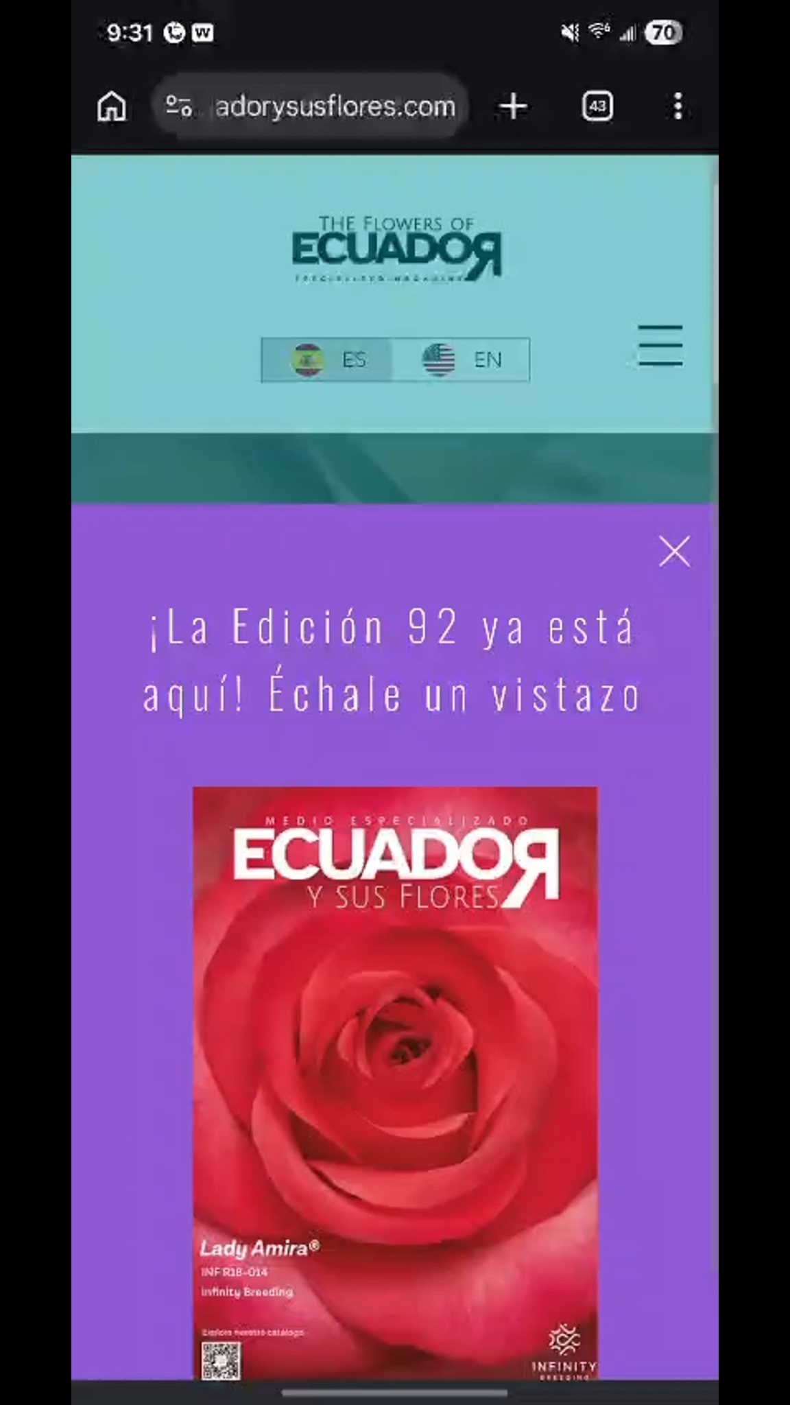 🌹📖📱 A NEW EDITION. A NEW EXPERIENCE. 🌹📖📱
What once lived only on the printed page… now comes to life in a whole new way.
We are proud to introduce the newest edition of The Flowers of Ecuador, and with it, the launch of our very first interactive digital experience.
🌹 Watch exclusive videos.
🌹 Listen to industry interviews.
🌹 Connect directly with leading companies.
🌹 Explore our directory with real-time calls to action.
🌹 And experience floriculture like never before.
The same passion.
The same industry.
A completely new way to connect.
Welcome to the next evolution of The Flowers of Ecuador.
🔗 Explore the new edition now: https://theflowersofecuador.aflip.in/revista92.html
#TheFlowersOfEcuador #EcuadorianFlowers #DigitalMagazine #Floriculture #FlowerIndustry #Innovation #Roses #TheBusinessSideOfFlowers