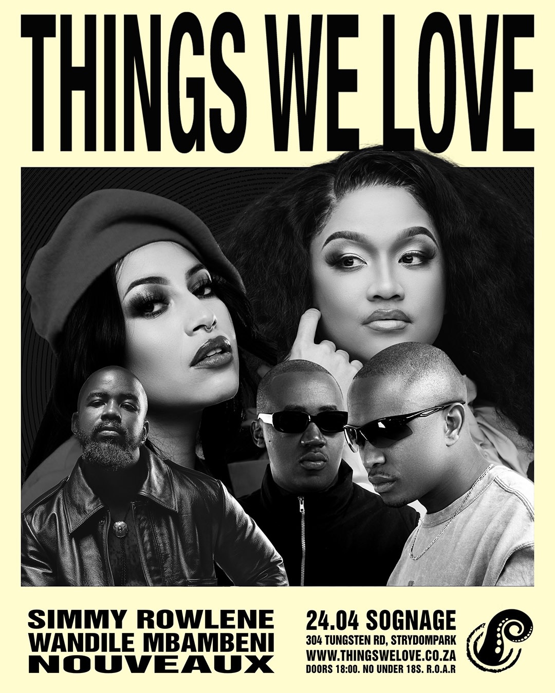 @thingswelove.za this Friday at Sognage!
We’re so excited to welcome the team back to Sognage this Friday, and for such a stellar star studded lineup no less!
Tickets are cruising and we recommend you get locked in!
Link in bio 🐙🐙🐙