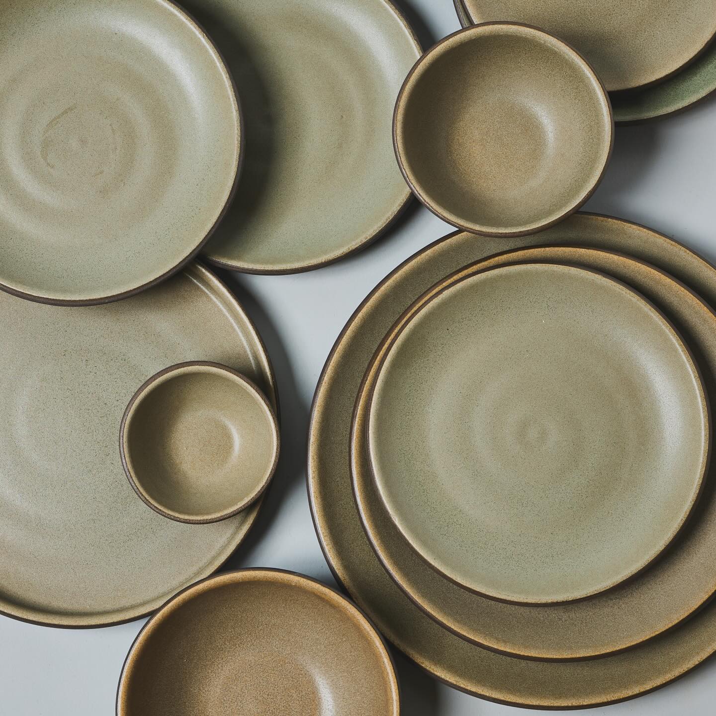 A classic favourite. Sage green glaze has a unique charm, and has been a long-time favourite among chefs and home cooks alike. It's making a comeback on our website in various forms. #handmade #ceramics #pottery #dinnerware #studio