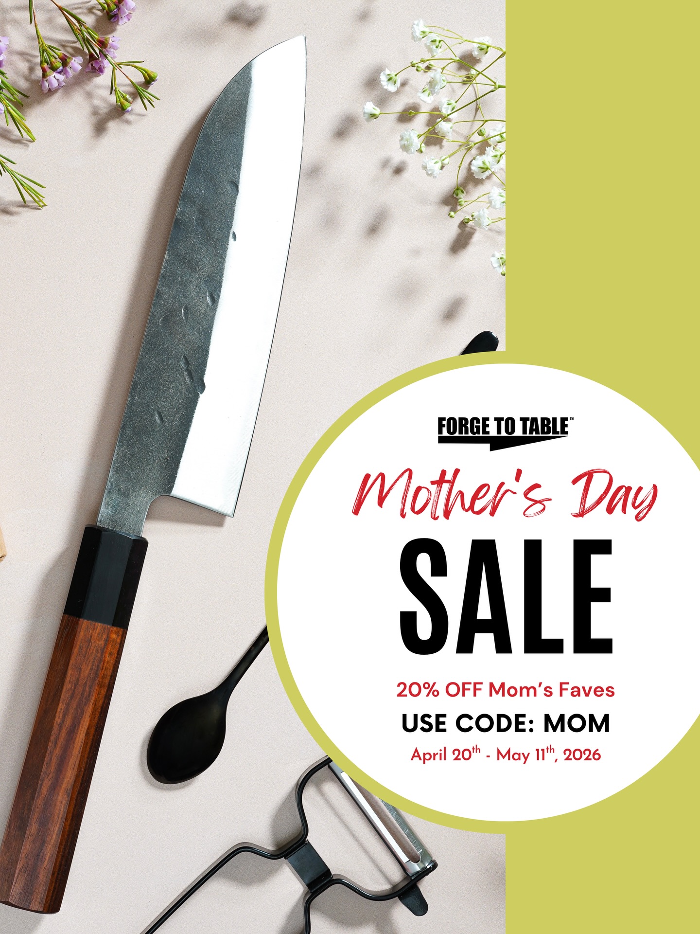 Mother’s Day is just around the corner and if your plan is another candle or last minute grocery store flowers we need to talk.…
Forge To Table knives are designed for real kitchens and real moms. If you are searching for the best Mother’s Day gift for a home cook, foodie mom, or anyone who deserves an upgrade from dull blades, this is it. Give her something that lasts longer than a bouquet and works harder than you did picking it out.
Use code ‘MOM’ for 20% off select knives and gear through May 11th! 🔪