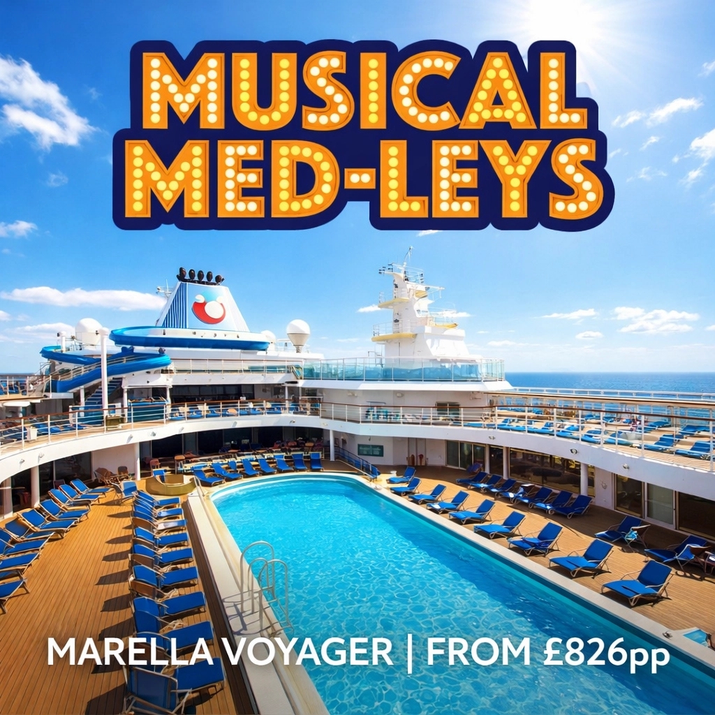 🎭 SURPRISE! Lee Mead is taking centre stage on Marella’s first musical cruise! 🛳️ 5 nights from £826pp! 🎶 Broadway hits & West End stars! 30 Oct 2026. 🌟 Call me 01772 393061 or WhatsApp 07834 853478! #MusicalMedLeys