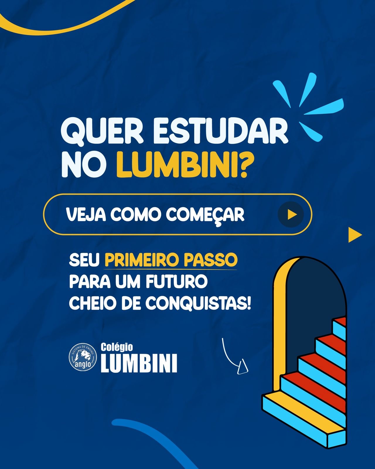 📚 QUER ESTUDAR NO LUMBINI? VEJA COMO COMEÇAR
Dar o primeiro passo para o futuro do seu filho pode ser mais simples do que você imagina.
Aqui no Colégio Lumbini, cada família é acolhida com atenção, cuidado e transparência em cada etapa do processo. Desde o primeiro contato até a escolha final, estamos ao seu lado para tirar dúvidas e apresentar tudo o que faz a diferença na formação dos nossos alunos.
Porque escolher uma escola é sobre confiança, acolhimento e oportunidades reais de crescimento.
Venha conhecer de perto e viver essa experiência com a gente! 💙