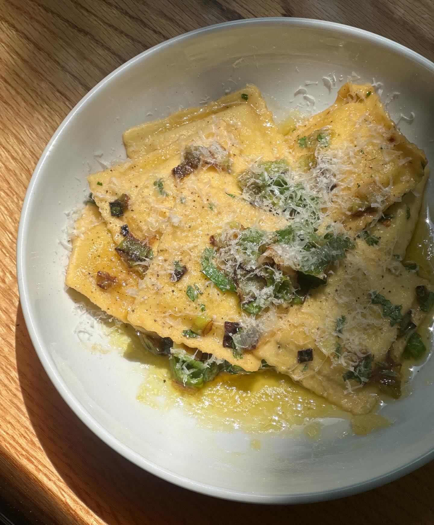 New on the menu: Ricotta & Ramp Ravioli, Rooting Down Farms Spring Onions 🌱