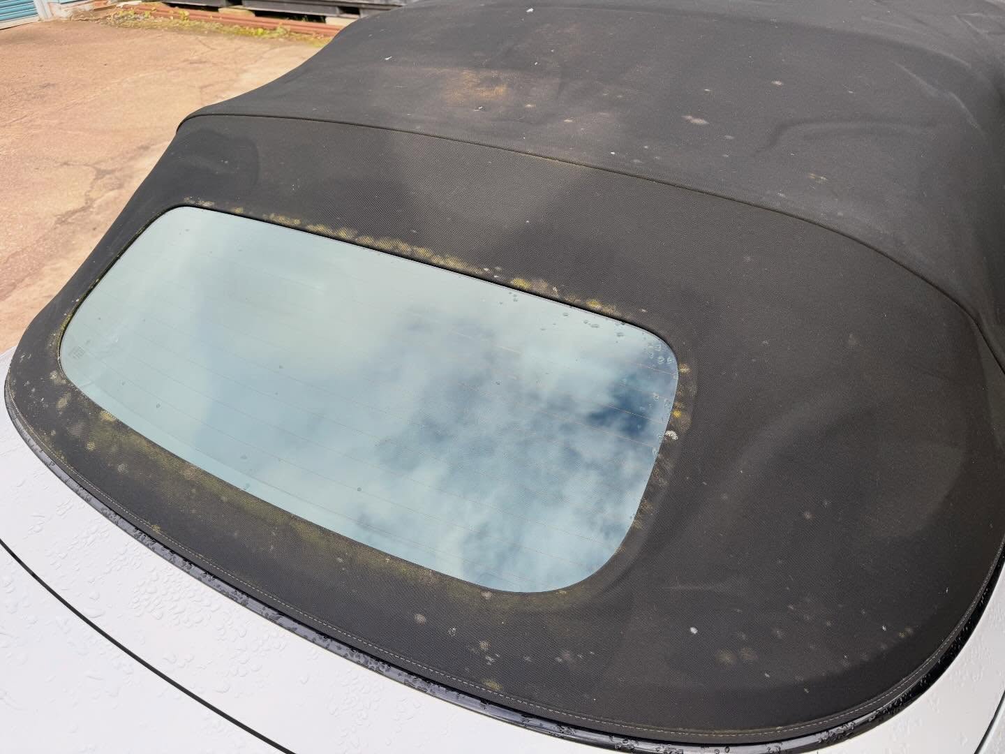 Convertible roof deep clean and protection completed on this Bmw this week. Overtime, convertible roofs tend to pick up a mixture of dirt and algae which sinks into the fabric.
Through the use of the correct chemicals and extraction I am able to remove everything, then the fabric protector I use afterwards really brings out the lustre of the fabric while making it hydrophobic and much easier to wash and maintain.