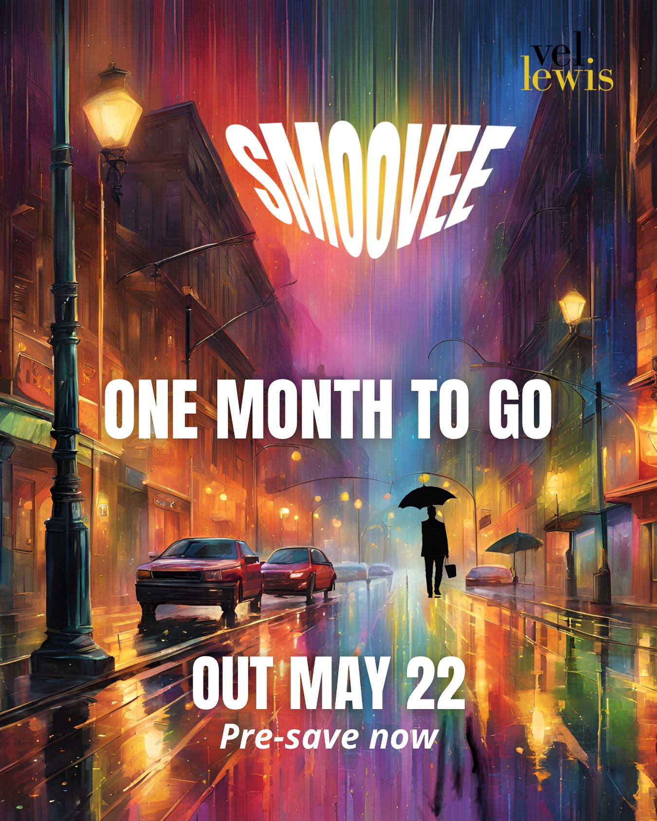 The countdown begins. 30 days until you can groove with Smoovee by Vel Lewis, featuring Marion Meadows.
Out May 22 on all digital platforms. Pre-save now.
Follow Vel Lewis Music for more!
#VelLewisMusic #Smoovee #jazz #hammondorgan #hamfam #organ #music #newsingle #MarionMeadows #countdown #presave #eastcoast #youtube #spotify #applemusic #amazonmusic