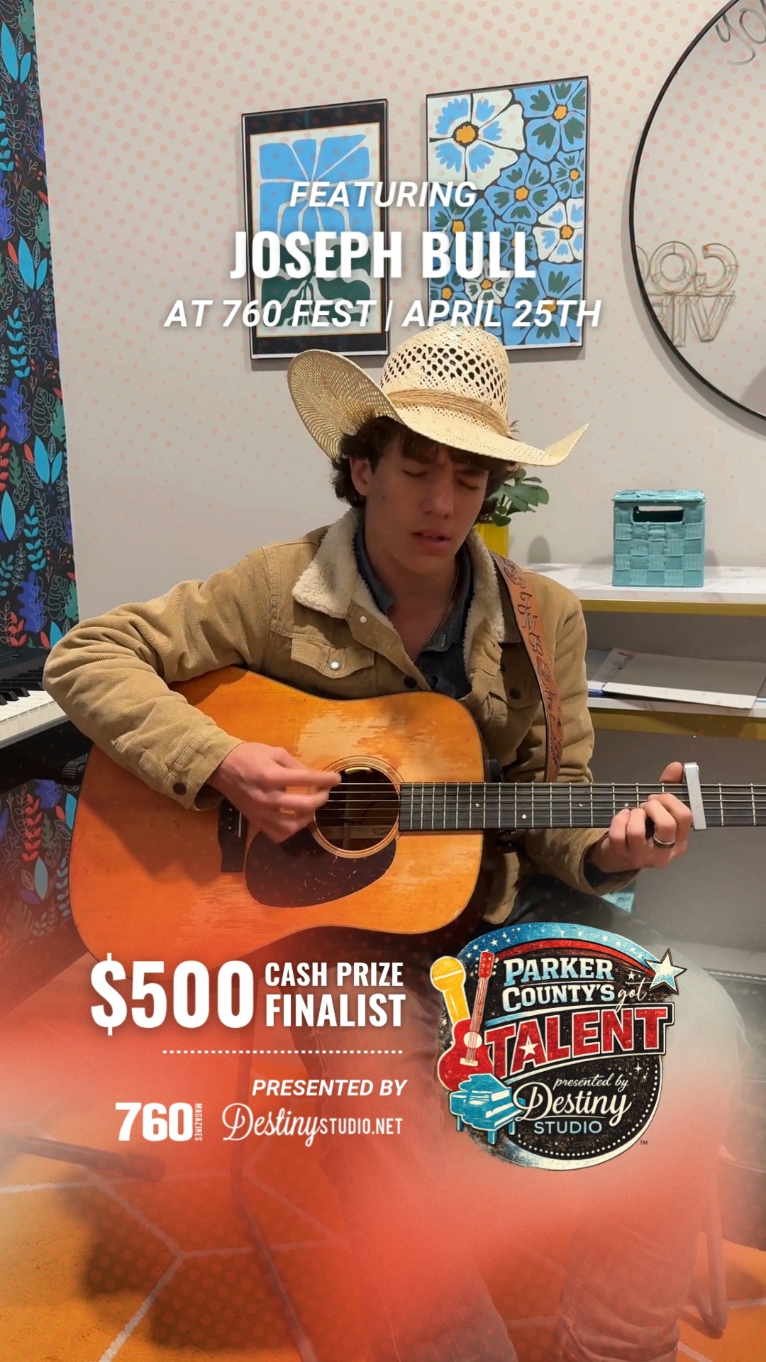 Country roots. Original sound. 🎸
josephmichaellb brings a solo acoustic performance to Parker County’s Got Talent, featuring an original song with that signature country / red dirt feel.
Honest lyrics, gritty tone, and a style that hits home—this is Texas music done right.
LIVE in just 6 days at 760 FEST on April 25 from **1 PM – 2 PM** at The District at Willow Park!
Finalist for the $500 CASH PRIZE 🏆
🎉 All ages welcome
Come support him!
#760fest #parkercountytx #aledotx #aledomusicscene #WeatherfordTX #benbrooktx #mineralwellstx #fortworthtx #fortwrothmusic