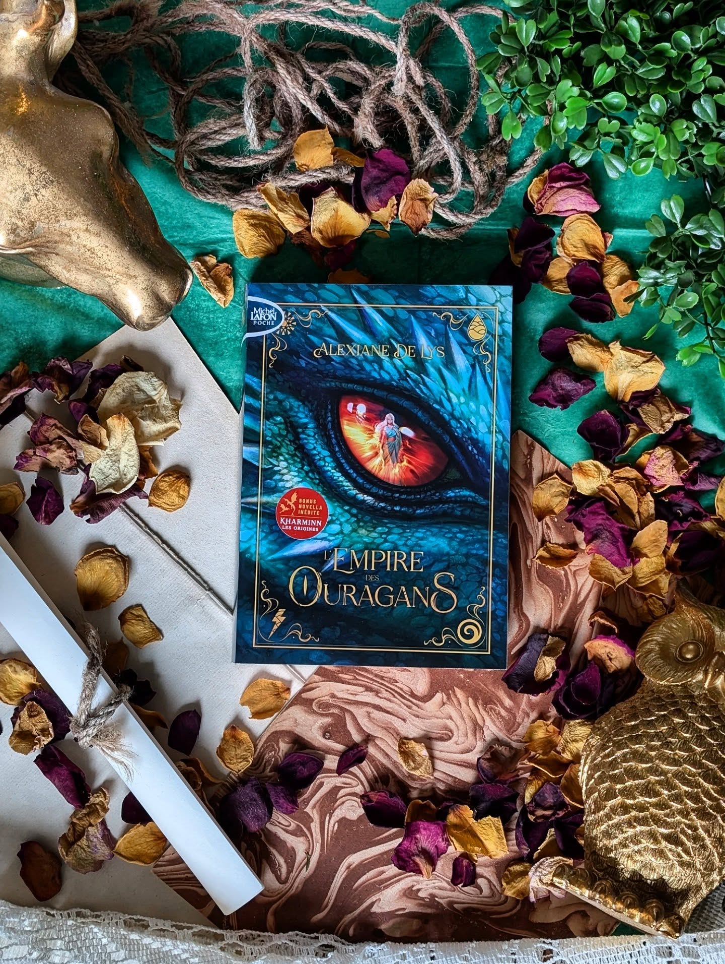 ✨ L’Empire des ouragans : Tome 1 - Alexiane de Lys ✨
Depuis cent ans, Tavéar et Finéar se livrent une guerre sans merci… jusqu’au jour où l’un des ducs de Tavéar offre la main de sa fille à l’empereur ennemi. Un mariage qui, en apparence, pourrait annoncer la paix… mais qui cache en réalité un tout autre objectif : faire tomber l’adversaire de l’intérieur.
C’est dans ce contexte que l’on découvre Shamar, une jeune femme atteinte de cécité, et sans doute l’un des personnages les plus touchants de ce roman. Malgré tout ce qu’elle endure, elle garde une pureté et une force intérieure qui la rendent profondément attachante.
Face à elle, il y a Aydan. Mystérieux, très secret et difficile à cerner… Débarquer sur des terres ennemies sans repères est déjà un défi, alors devoir composer avec un homme aussi insaisissable ne facilite rien.
Leur relation va évoluer peu a peu et les ennemies d'autrefois vont devoir s'accommoder pour survivre.
Entre romance, complots, intrigues de cour et jeux de pouvoir, ce roman trouve un équilibre qui fonctionne vraiment bien. On ne s’ennuie jamais, parce que chaque élément nourrit l’autre.
Et ce que j’ai particulièrement aimé, c’est tout le travail autour du lore, du worldbuilding et des traditions propres à chaque royaume. Il y a énormément de détails qui rendent l’univers crédible, avec cette envie constante d’en apprendre davantage.
Et évidemment… les dragons. Impossible pour moi de ne pas mentionner ce point. J’adore ça, et les voir intégrés à un univers aussi riche a été un vrai plaisir.
En bref, ce premier tome ne m'a pas déçu et j'ai déjà hâte de découvrir la suite de cette folle aventure.
Pour le découvrir vous aussi en format poche, ça se passe chez @michellafon_jeunesse !
#Bookstagram #LEmpireDesOuragans #AlexianeDeLys #Fantasy #Romantasy