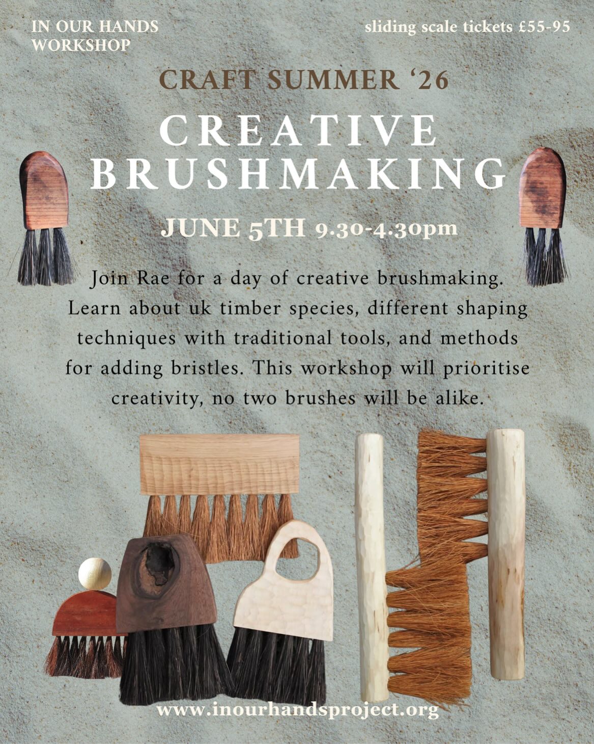 Join our joinery tutor Rae to learn the age-old skill of brushmaking!
Brushmaking in the UK dates back to medieval times when artisans created brushes using natural materials like animal hair and wooden handles. These early brushes were primarily used for domestic chores, painting, and personal grooming. Today, handmade brushes are sought after by professionals in fields like fine art, woodworking, and traditional shaving. There is also growing interest in sustainable, plastic-free alternatives, leading to a renewed appreciation for handmade brushes. (excerpt from Heritage Crafts)
After learning about different uk timber species, together we will work through different shaping techniques, using jigsaws, straight and curved knives, rasps and spokeshaves. Then we will learn different methods for adding bristles - stitched and glued, before trimming your bristles of your finished brush! Set in our peaceful and inspiring workshop space, this course will prioritise creativity, no two brushes will be alike.
Sliding scale ticket prices £55-95. Low income tickets are for those financially struggling and low-income/unemployed.
Link in bio!
#craft #woodcraft #woodwork #workshop #nonprofit