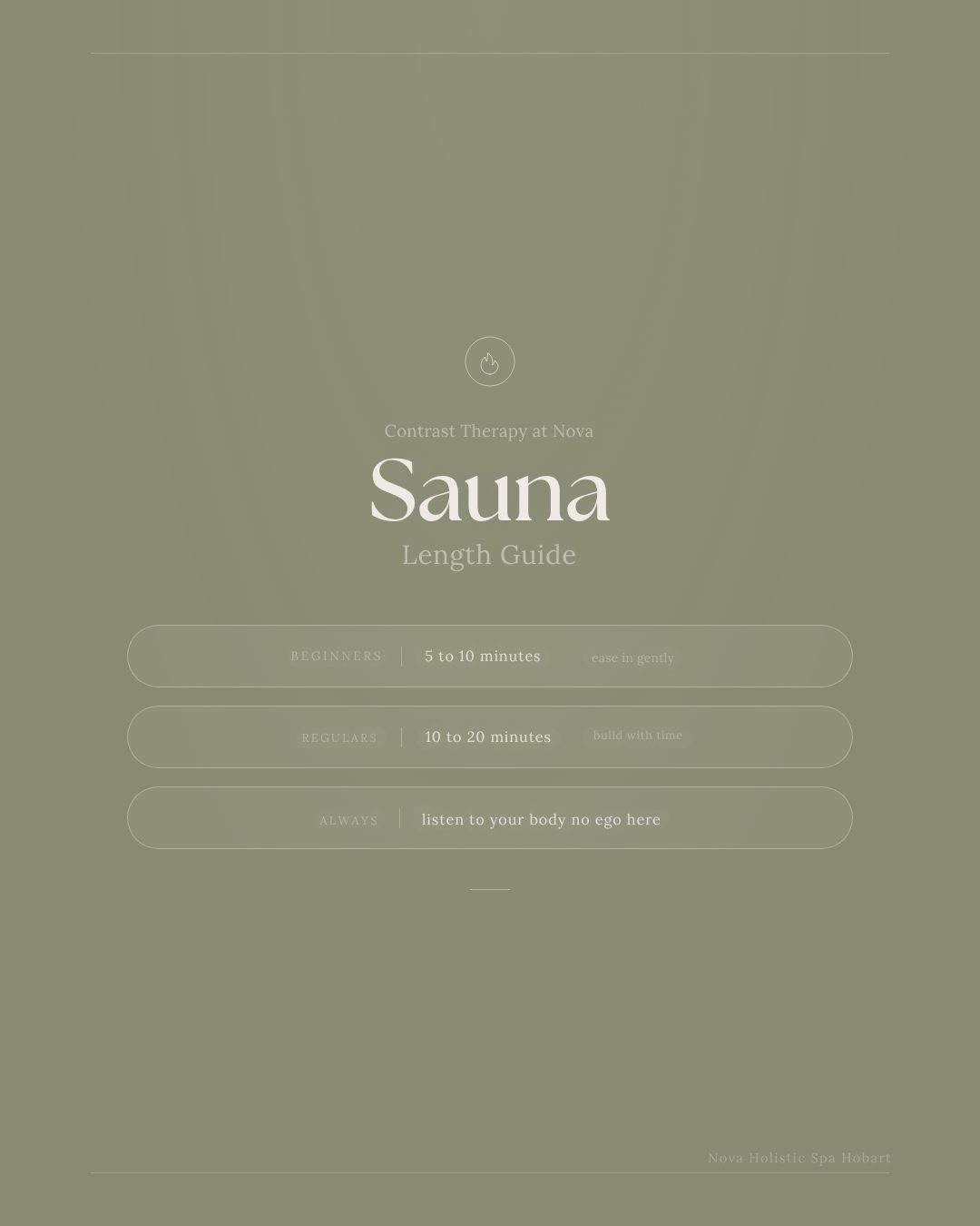 If you've ever wondered how long to stay in the sauna or how to survive the ice, swipe through. ✨
At Nova, we believe contrast therapy is one of the most powerful tools for nervous system regulation, cellular recovery and long-term wellbeing — but the benefits only come with consistency and intention.
Our protocol is simple: heat, cold, rest. Repeat two to three rounds. Let each cycle compound the last.
Start where your body is. Build gradually. Breathe through the hard parts. There is no performance here, just practice.
This is what we do at Nova Holistic Spa in Hobart. Intelligent, personalised care designed to support your whole system from the inside out.
Book your first session via the link in our bio.
#ContrastTherapy #HolisticWellness #SaunaTherapy #NervousSystemRegulation #HobartWellness #NovaHolisticSpa