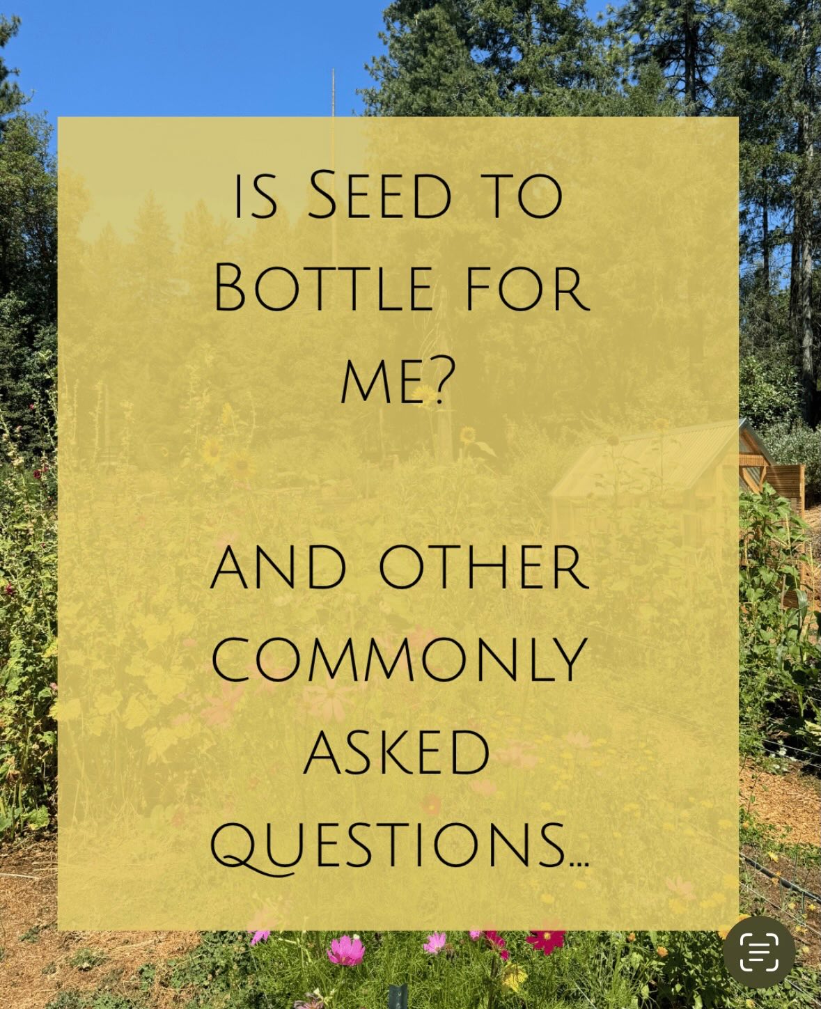 Have questions? We’ve got answers! ⚡️
Seed to Bottle begins in May! 🌷🌲🐞🏕️🌱
Visit link in bio for tickets and more details