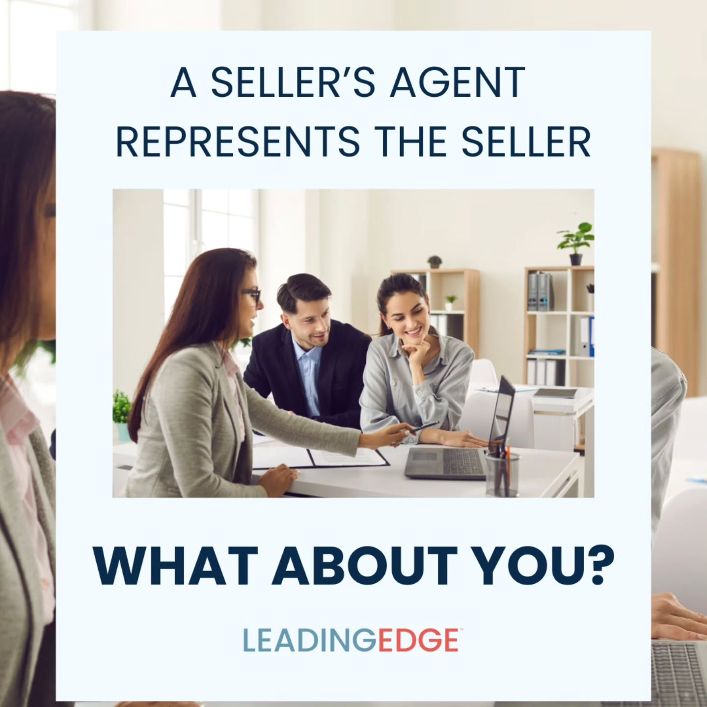 Having a buyerâs agent represent you throughout your transaction gives you expertise, experience, and representation in your corner.
Buyer agent will sit you down for a consultation.
Explain the process to you
Explain your options you can decide what works for you
Go over typical forms
Go over deposits
Help you see the benefits of some overlooked properties
Negotiate on your behalf
Won't always tell you what you want to hear and what you need to hear.
#LeadingEdgeAdvantage