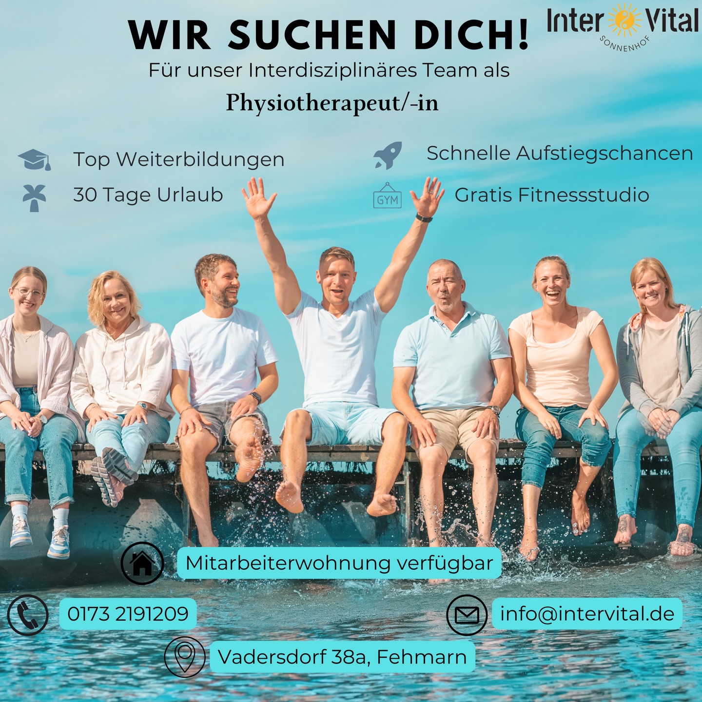 🌊 Arbeiten, wo andere Urlaub machen ☀️
Du bist Physiotherapeut/-in und suchst mehr als nur einen Job?!
Dann werde Teil unseres interdisziplinären Teams bei Intervital auf Fehmarn! 💛🩵
Melde dich gerne bei uns!
Wir freuen uns darauf, dich kennenzulernen ☺️☀️