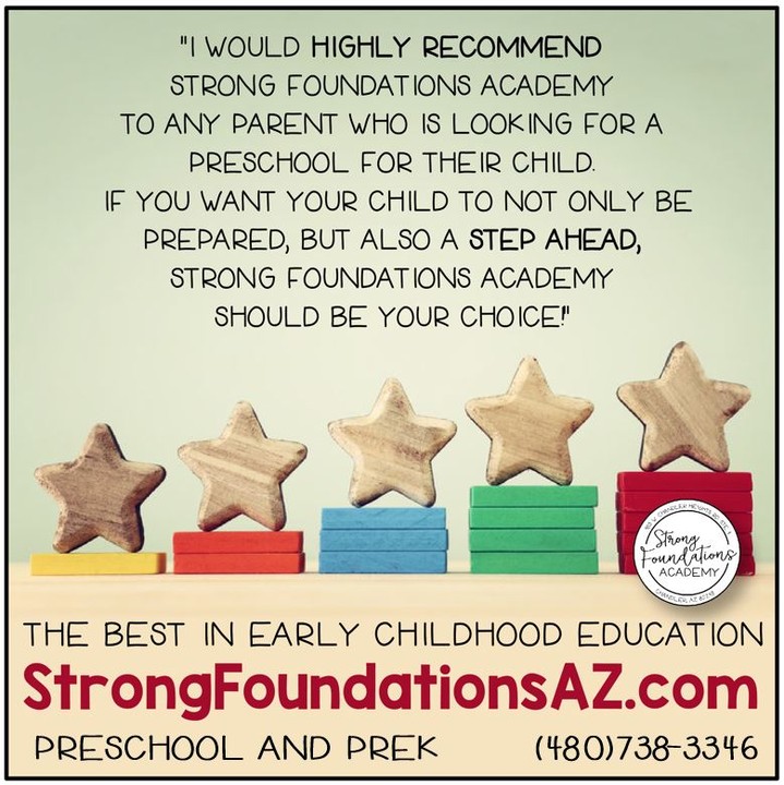 💗Visit StrongFoundationsAZ.com to read more parent testimonials.
Set the stage for your child’s future success in a caring, engaging environment where learning is both fun and fulfilling. With the guidance of our certified, experienced teachers, your child will develop a strong foundation in both academics and character. Give them the gift of a love for learning—enroll today and watch them flourish!
#BestofChandler #ChandlerMoms #GilbertMoms #EastValleyMoms #ChandlerAz #AzKids #StrongFoundationsAcademy #ChandlerKids #GilbertKids #ArizonaKids