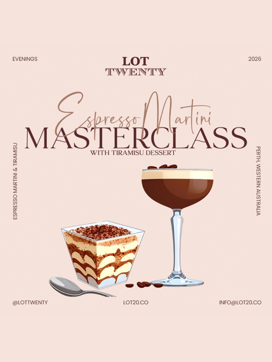 spresso yourself ☕🍸
Join us at Lot Twenty for our Espresso Martini & Tiramisu Class, the ultimate pairing of bold, boozy and beautifully indulgent.
Learn how to shake the perfect espresso martini like a pro, then enjoy a rich, creamy tiramisu.
Whether you’re a cocktail lover, dessert enthusiast, or just here for a good time, this class is for you.
Spots are limited. Book now via the link in bio.
#seeyouintwenty